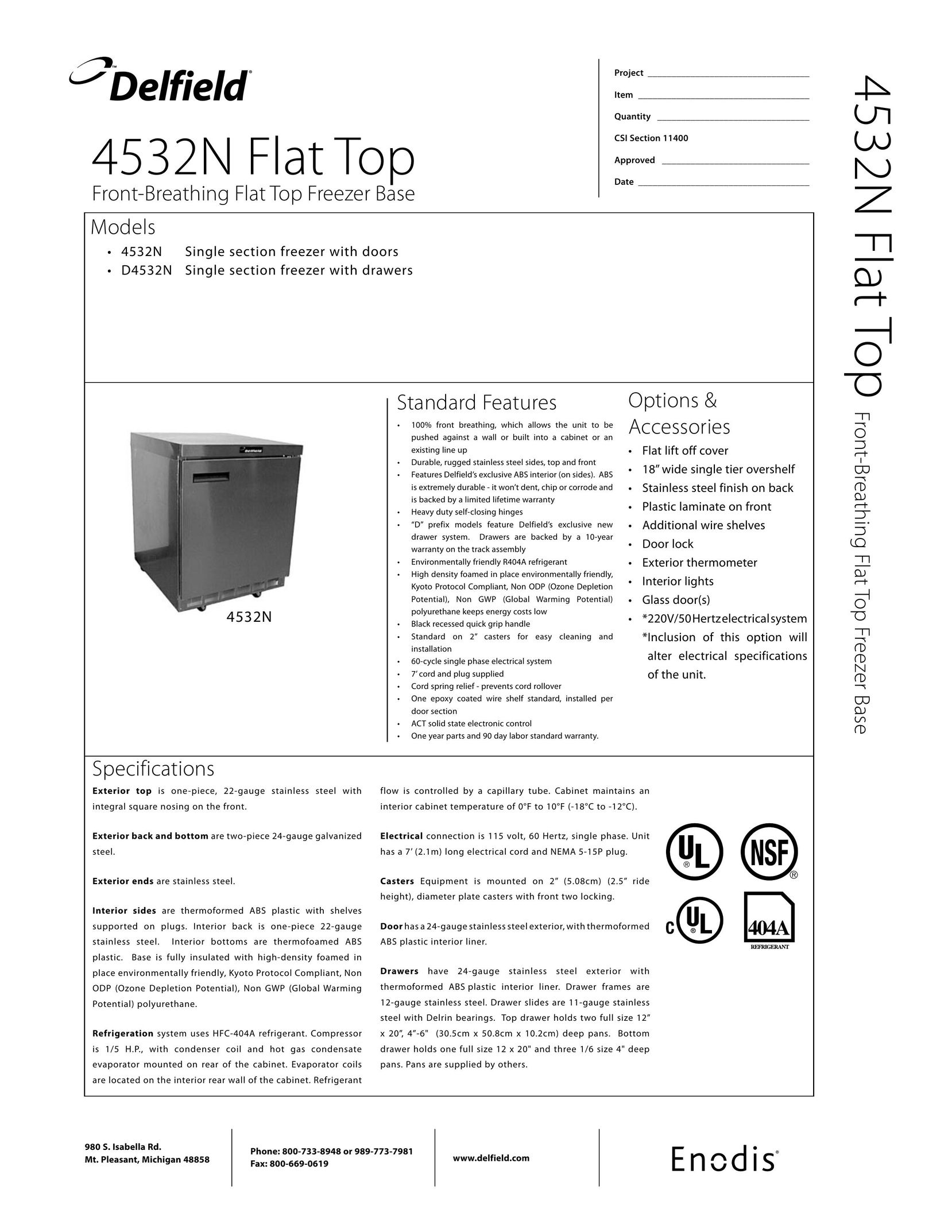 Delfield 4532N Freezer User Manual
