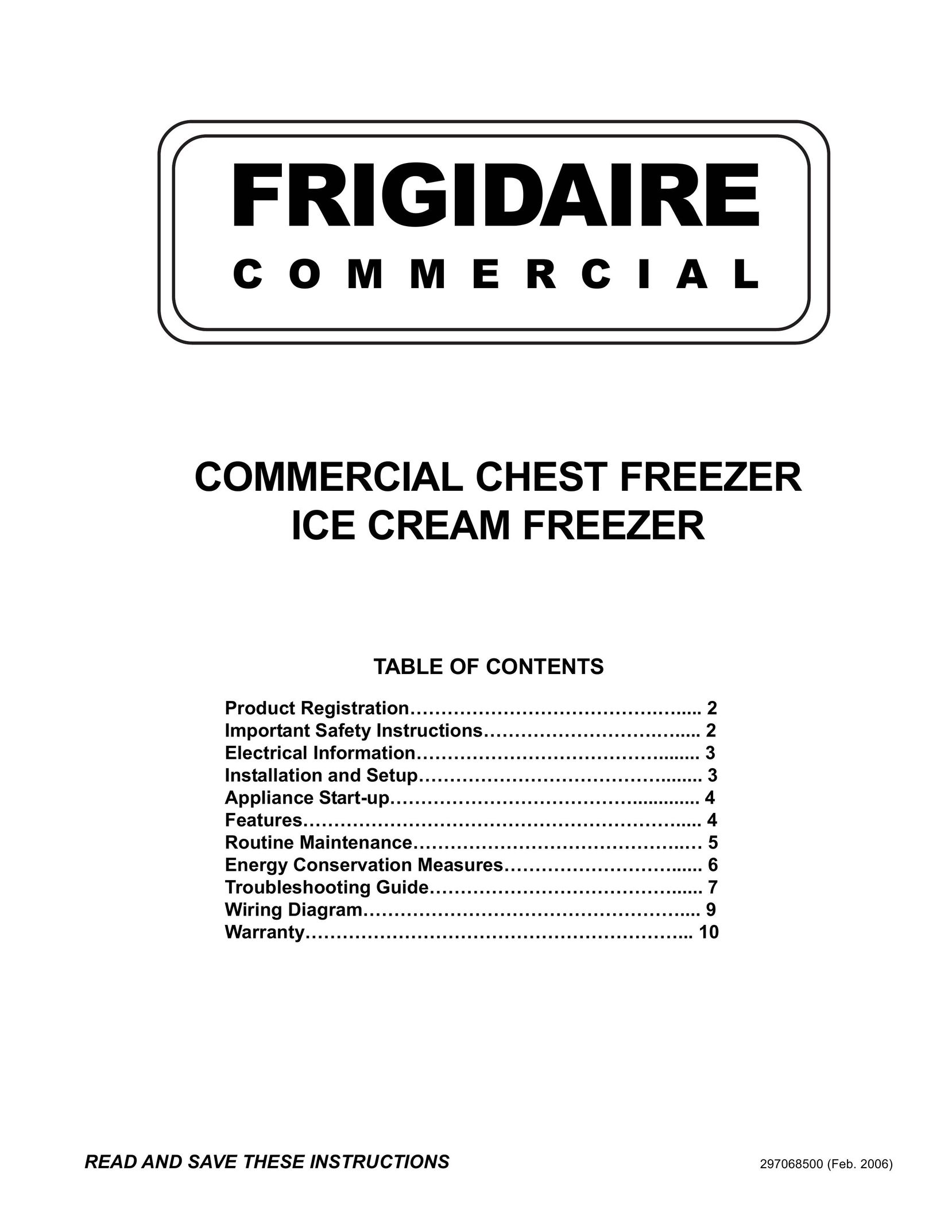 Frigidaire 297068500 Freezer User Manual