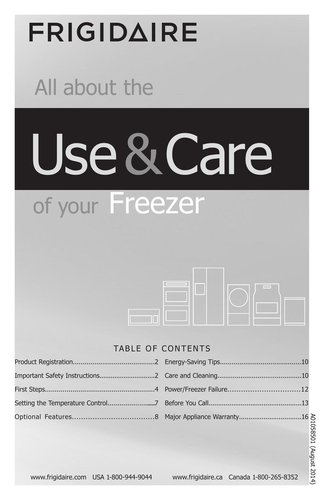 Frigidaire A01058501 Freezer User Manual