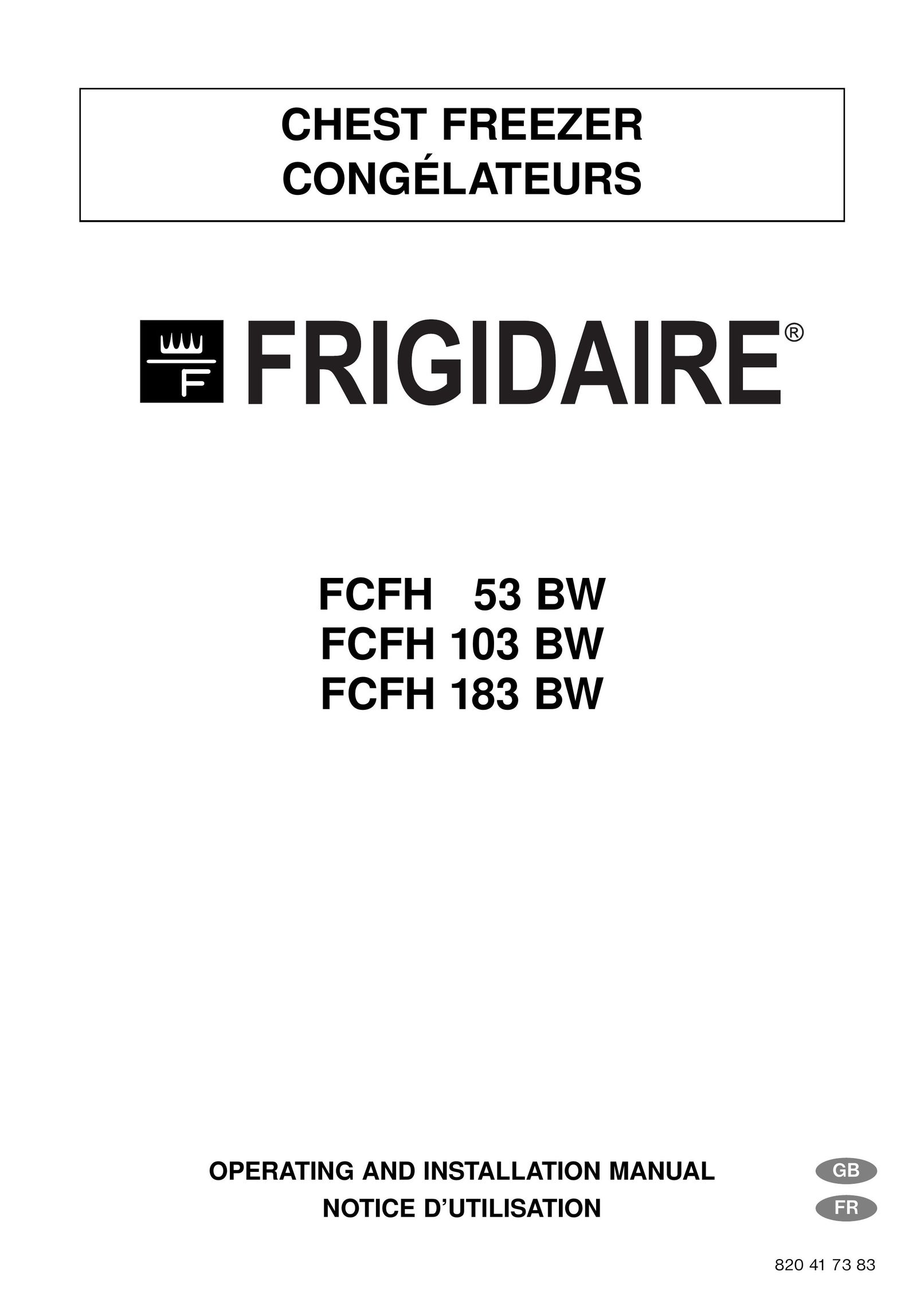 Frigidaire FCFH 103 BW Freezer User Manual