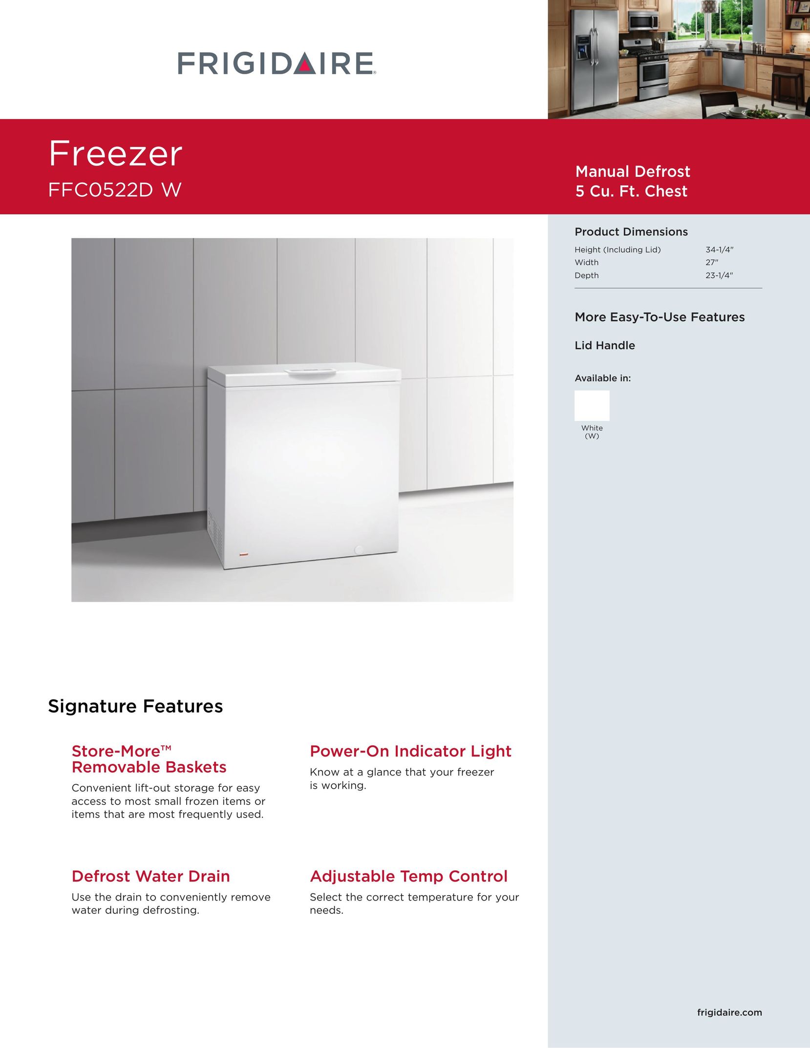 Frigidaire FFC0522D W Freezer User Manual