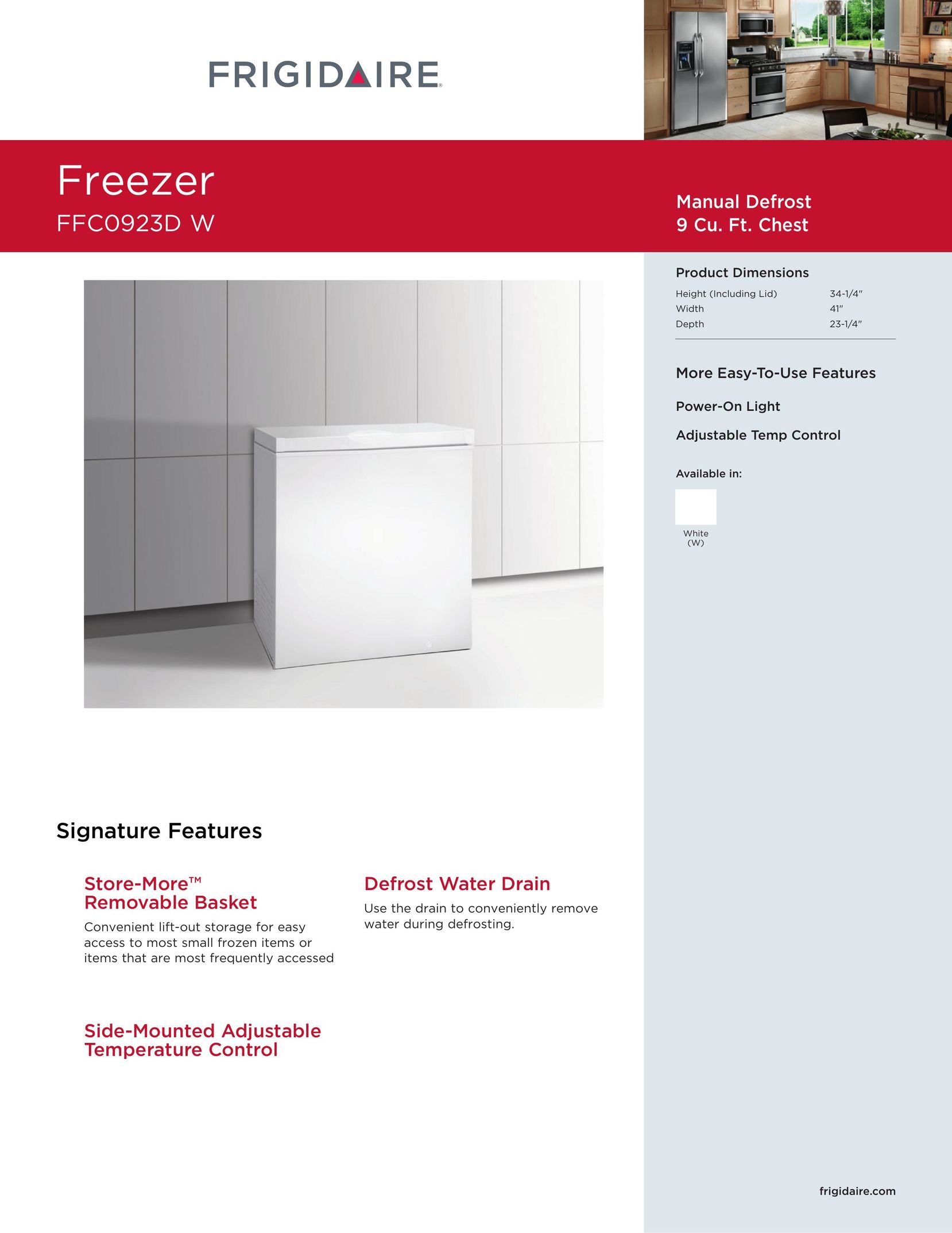 Frigidaire FFC0923D W Freezer User Manual