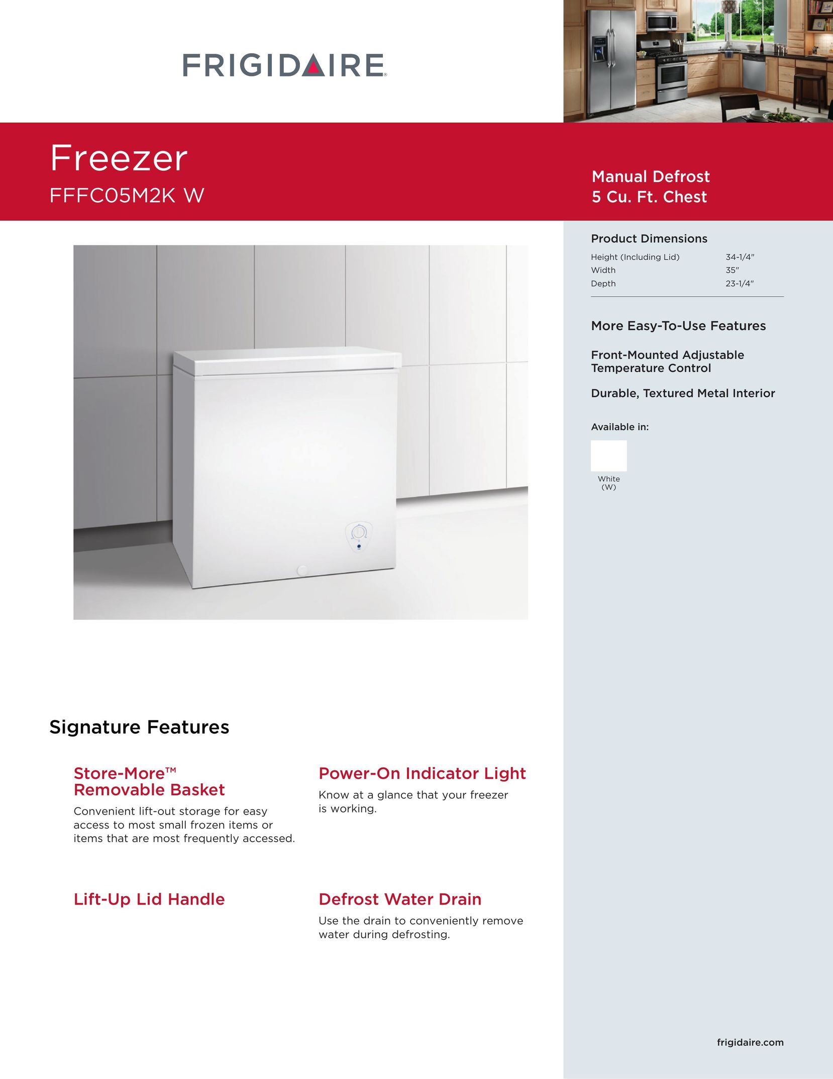 Frigidaire FFFC05M2KW Freezer User Manual