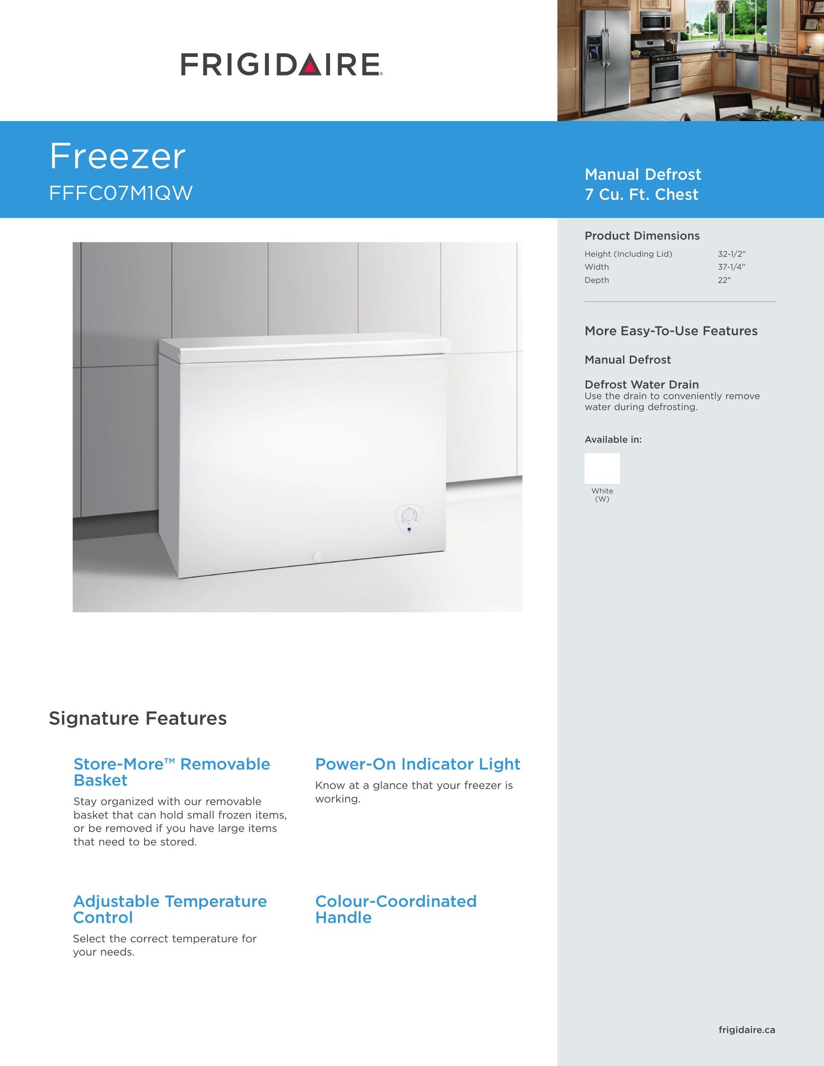 Frigidaire FFFCO7M1QW Freezer User Manual