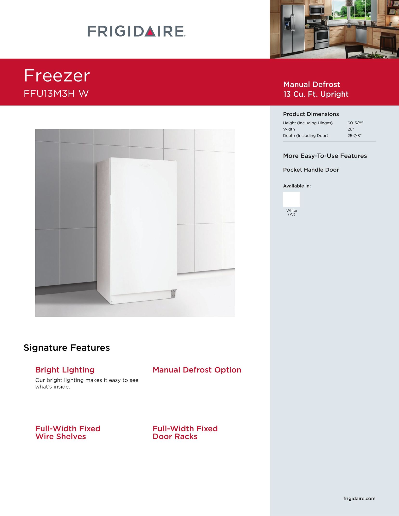 Frigidaire FFU13M3H W Freezer User Manual