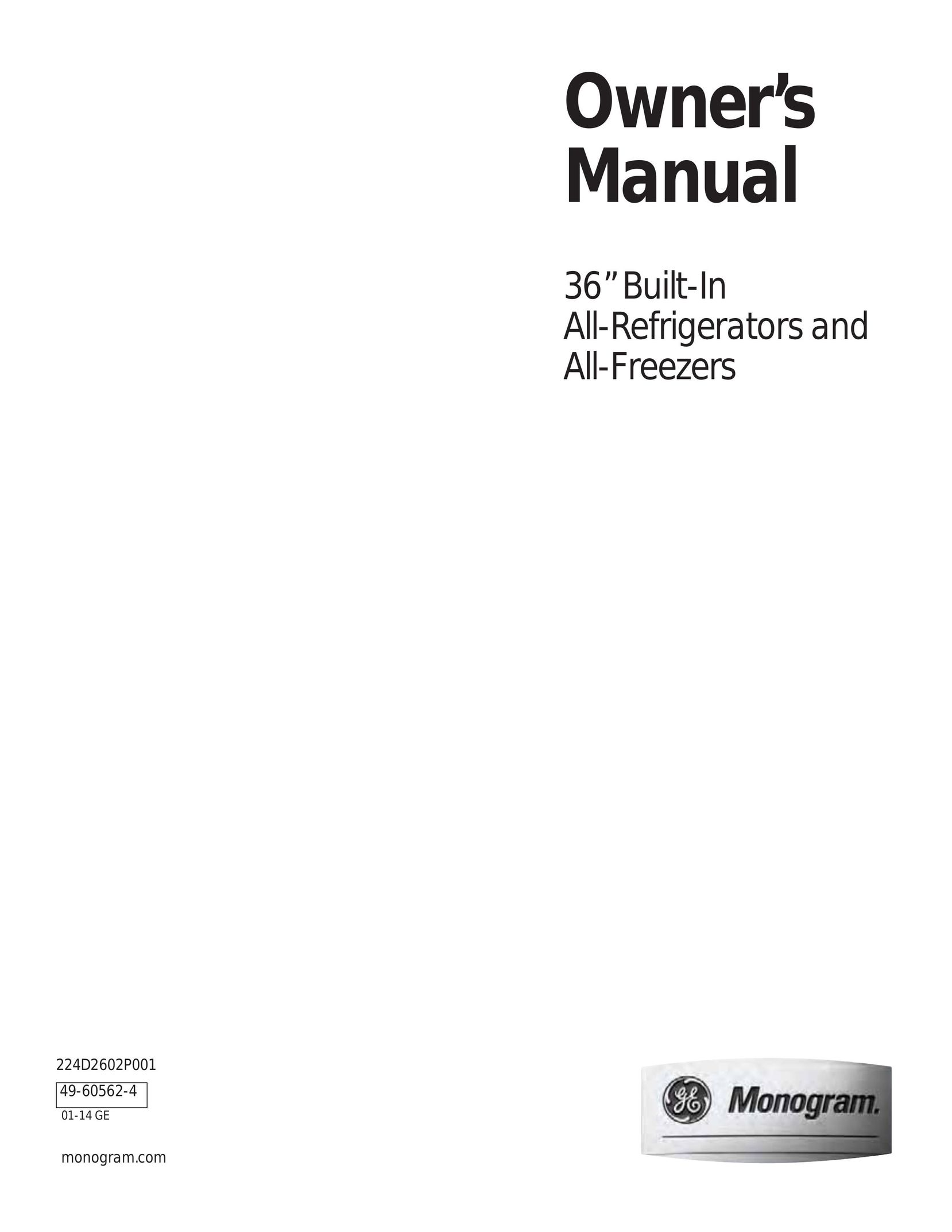 GE 224D2602P001 Freezer User Manual