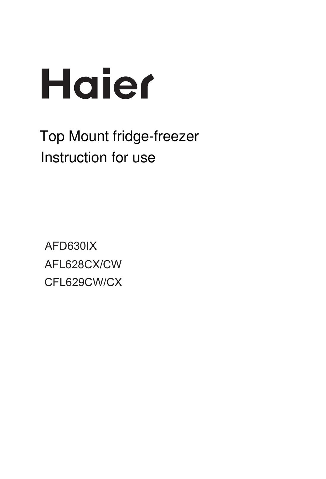 Haier AFL628CX Freezer User Manual