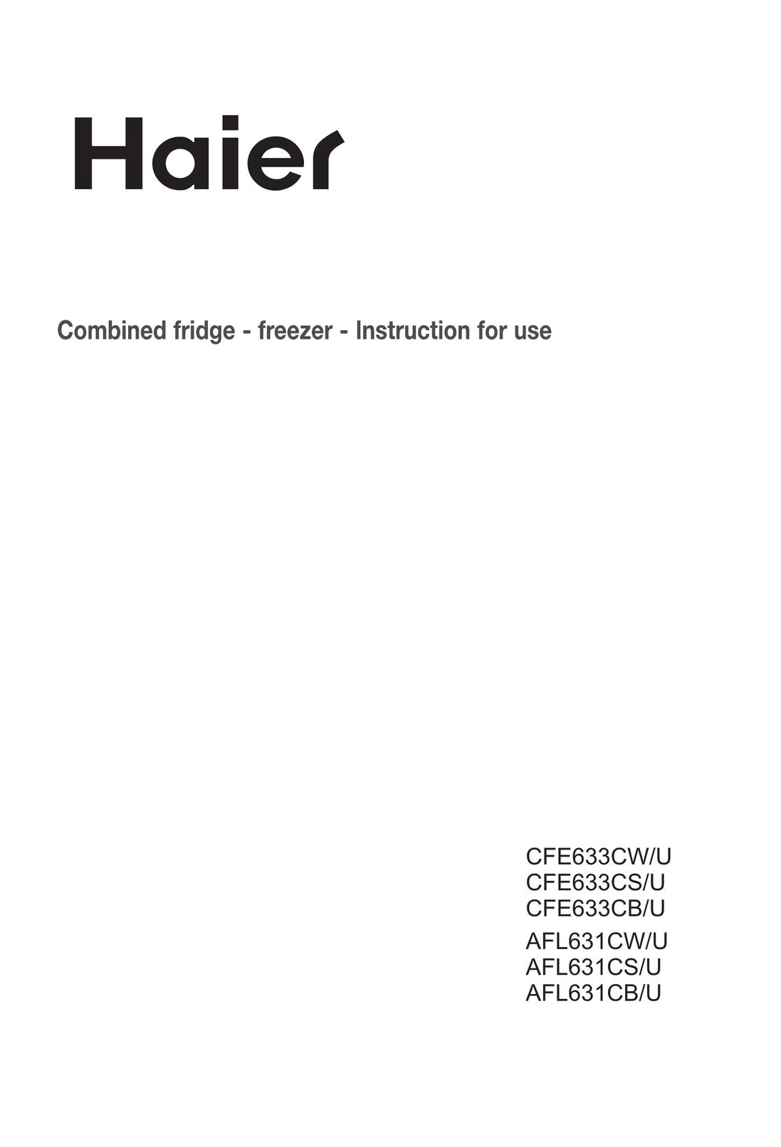Haier AFL631CB/U Freezer User Manual
