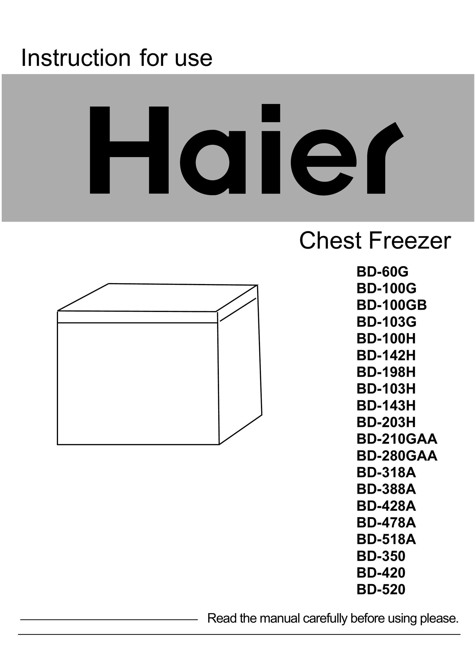Haier BD-210GAA Freezer User Manual