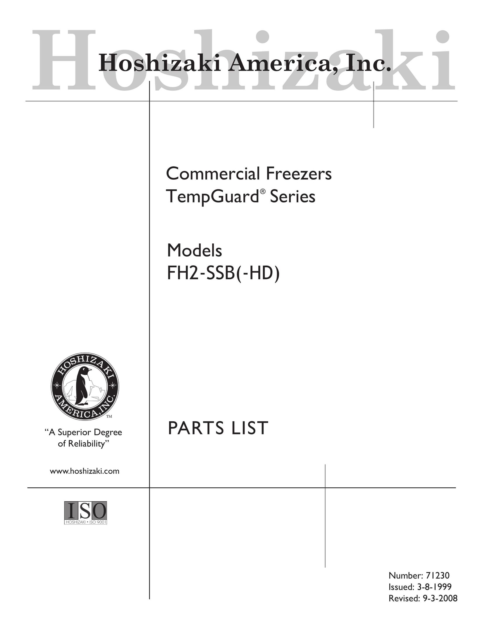 Hoshizaki FH2-SSB Freezer User Manual