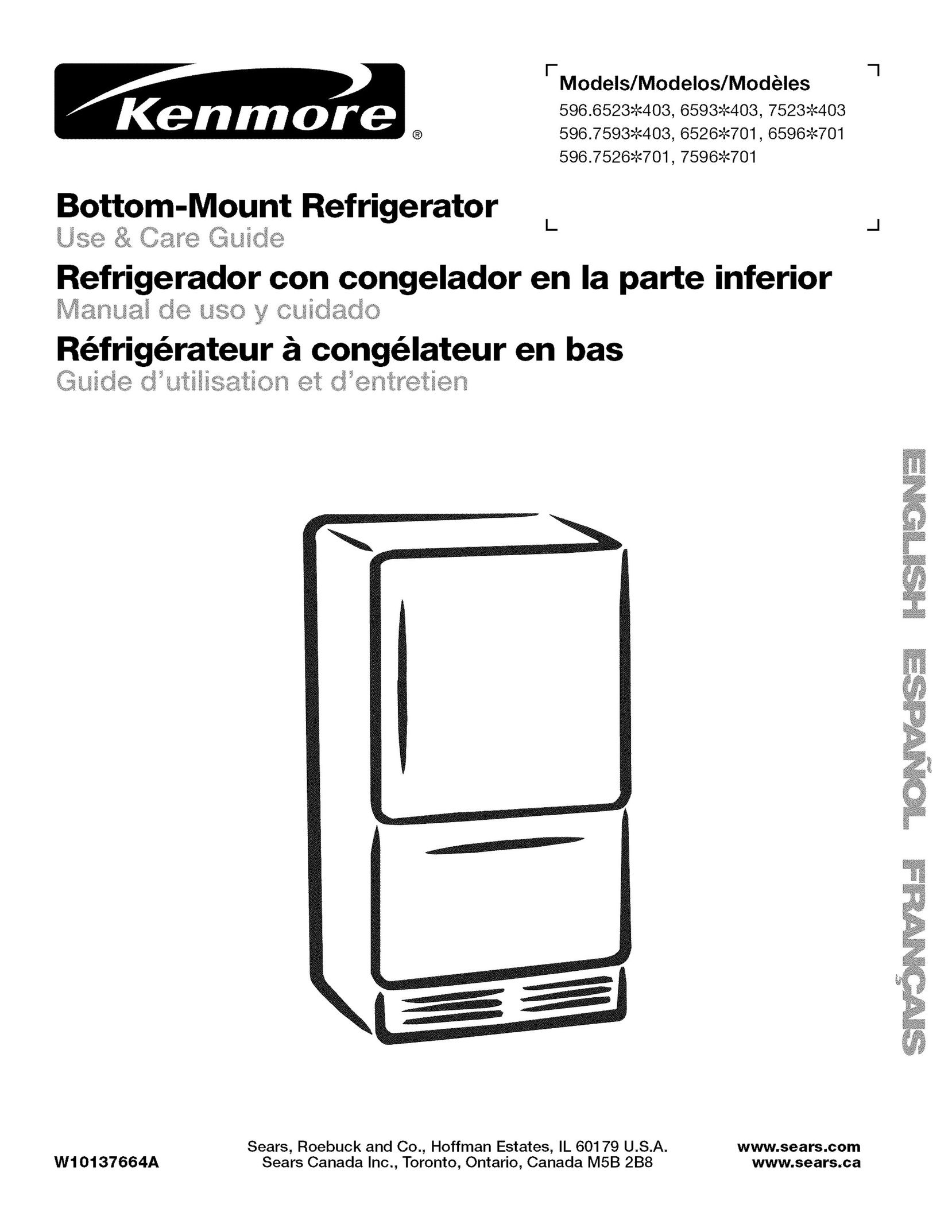 Kenmore 596.6523*403 Freezer User Manual