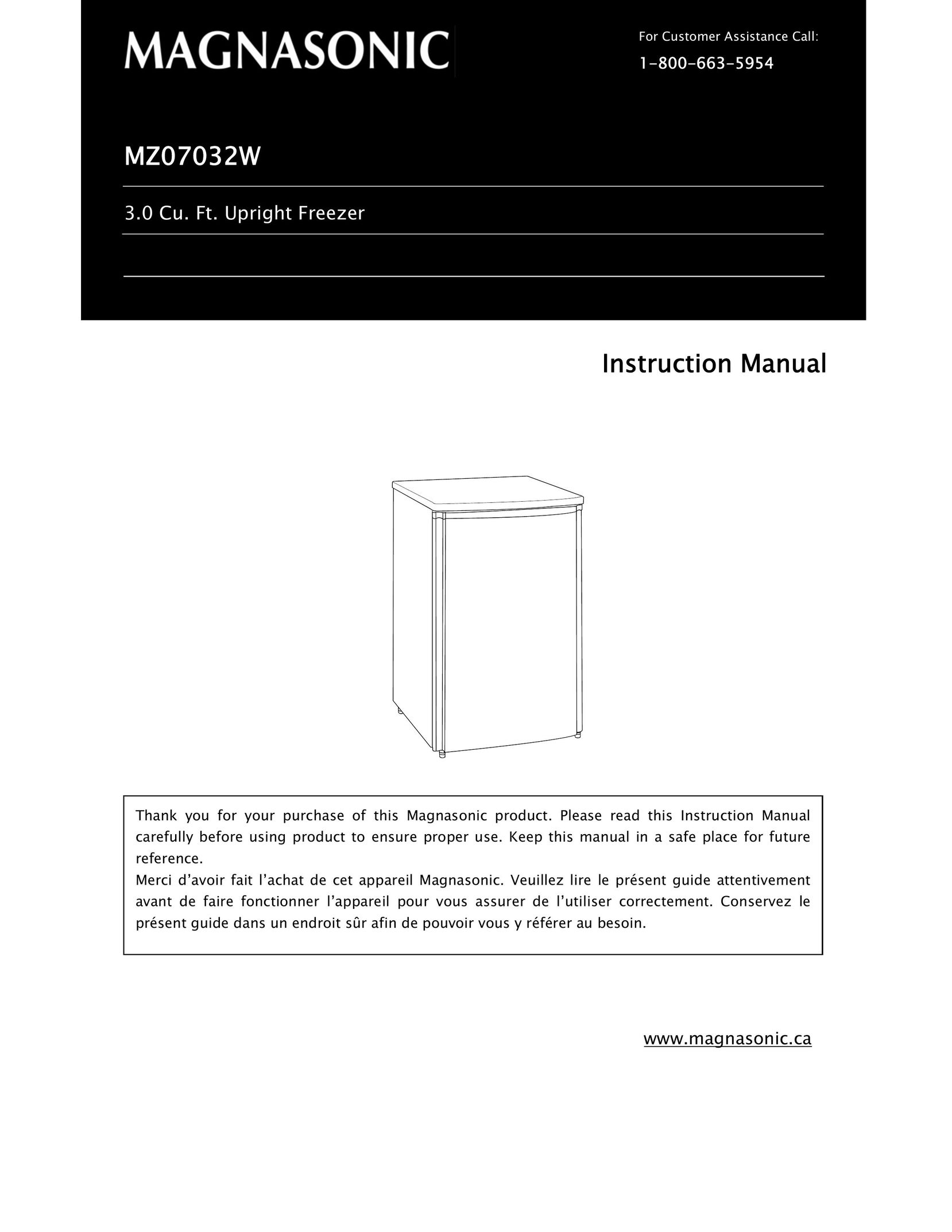 Magnasonic MZ07032W Freezer User Manual