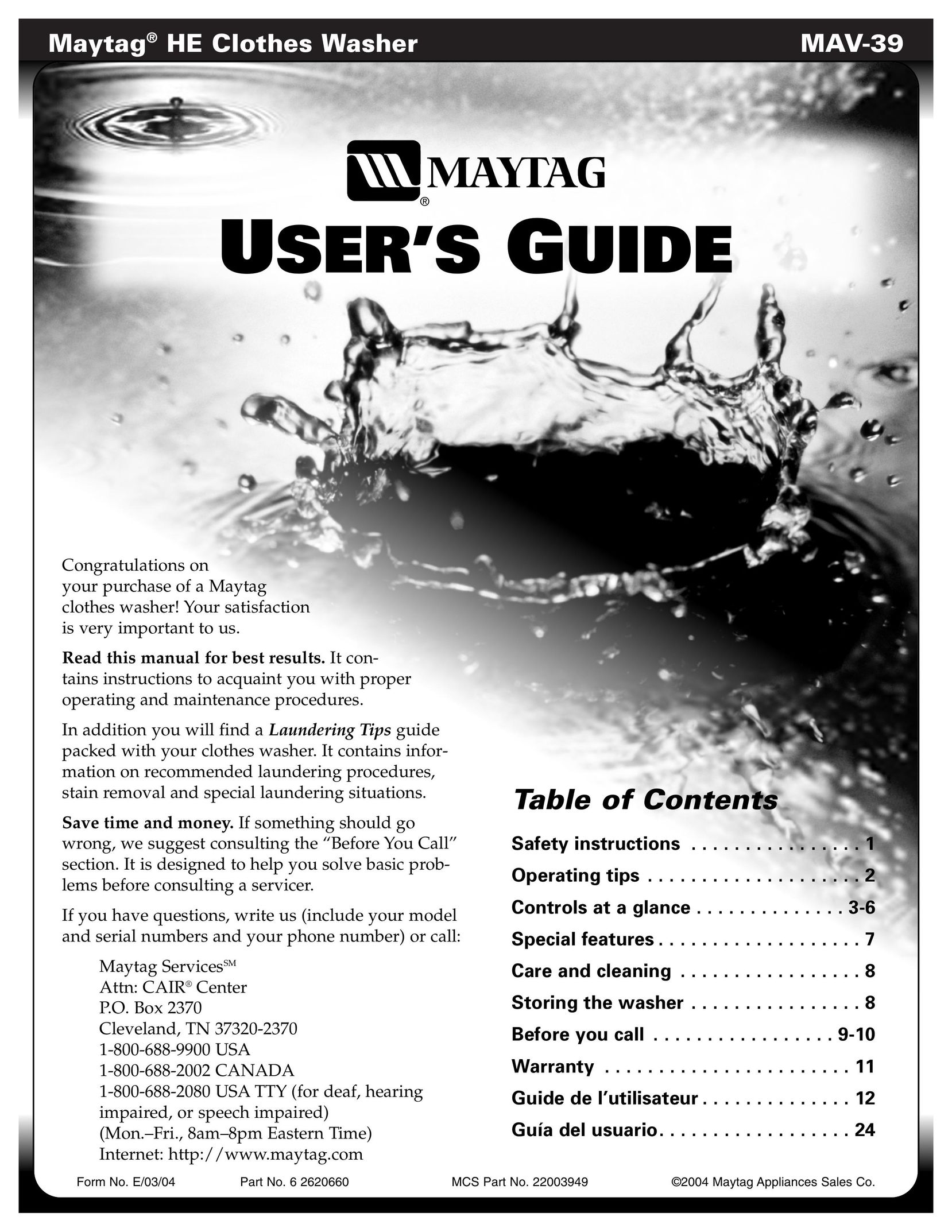 Maytag MAV-39 Freezer User Manual