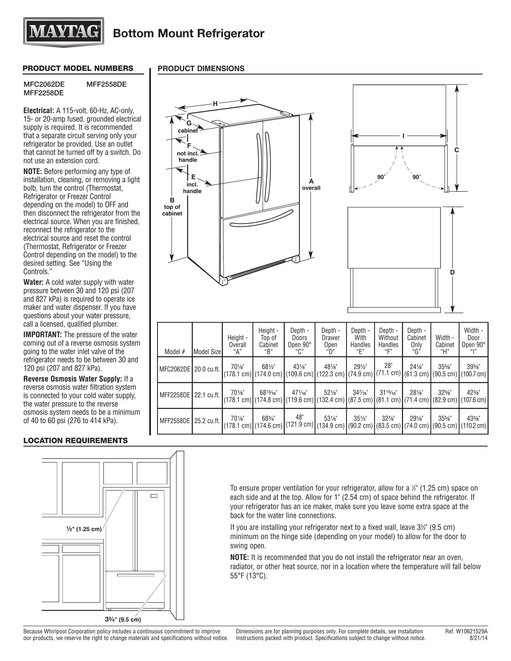 Maytag MFC2062DE Freezer User Manual