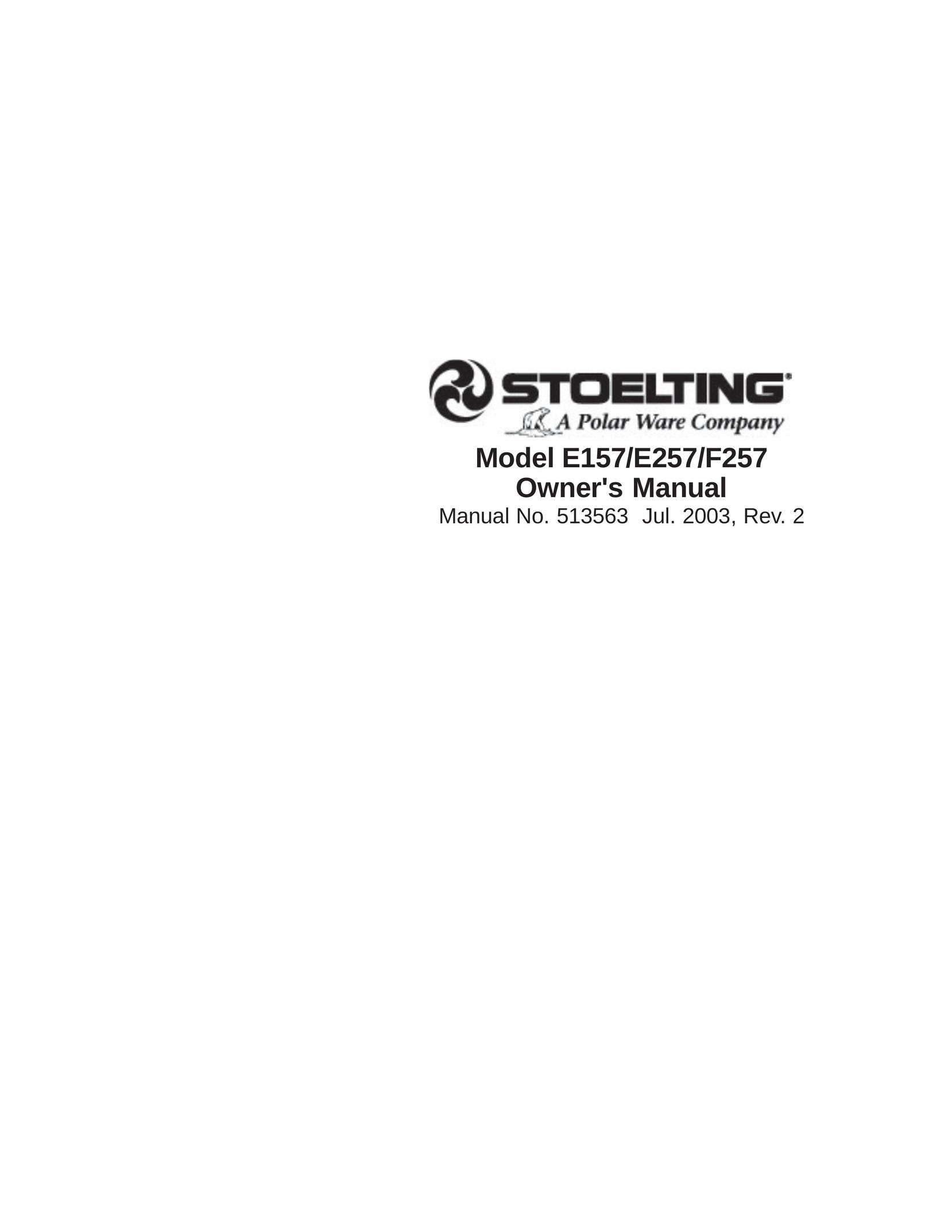 Stoelting E157 Freezer User Manual