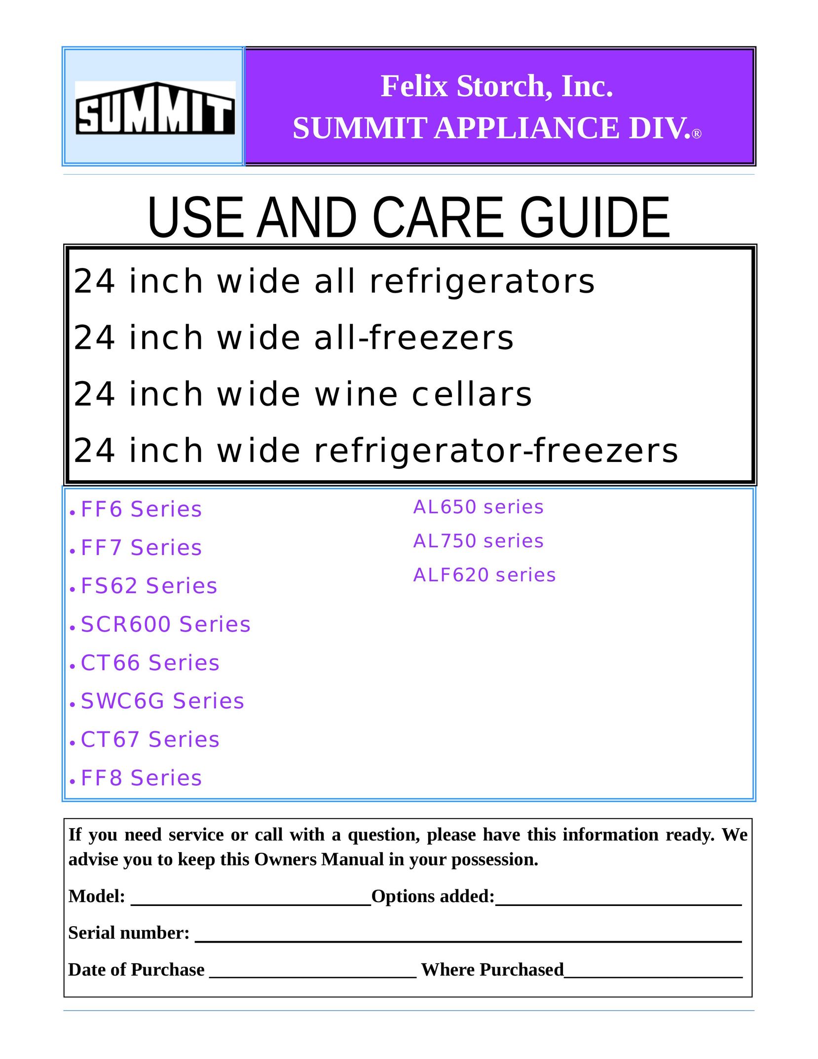 Summit ALF-620 Freezer User Manual