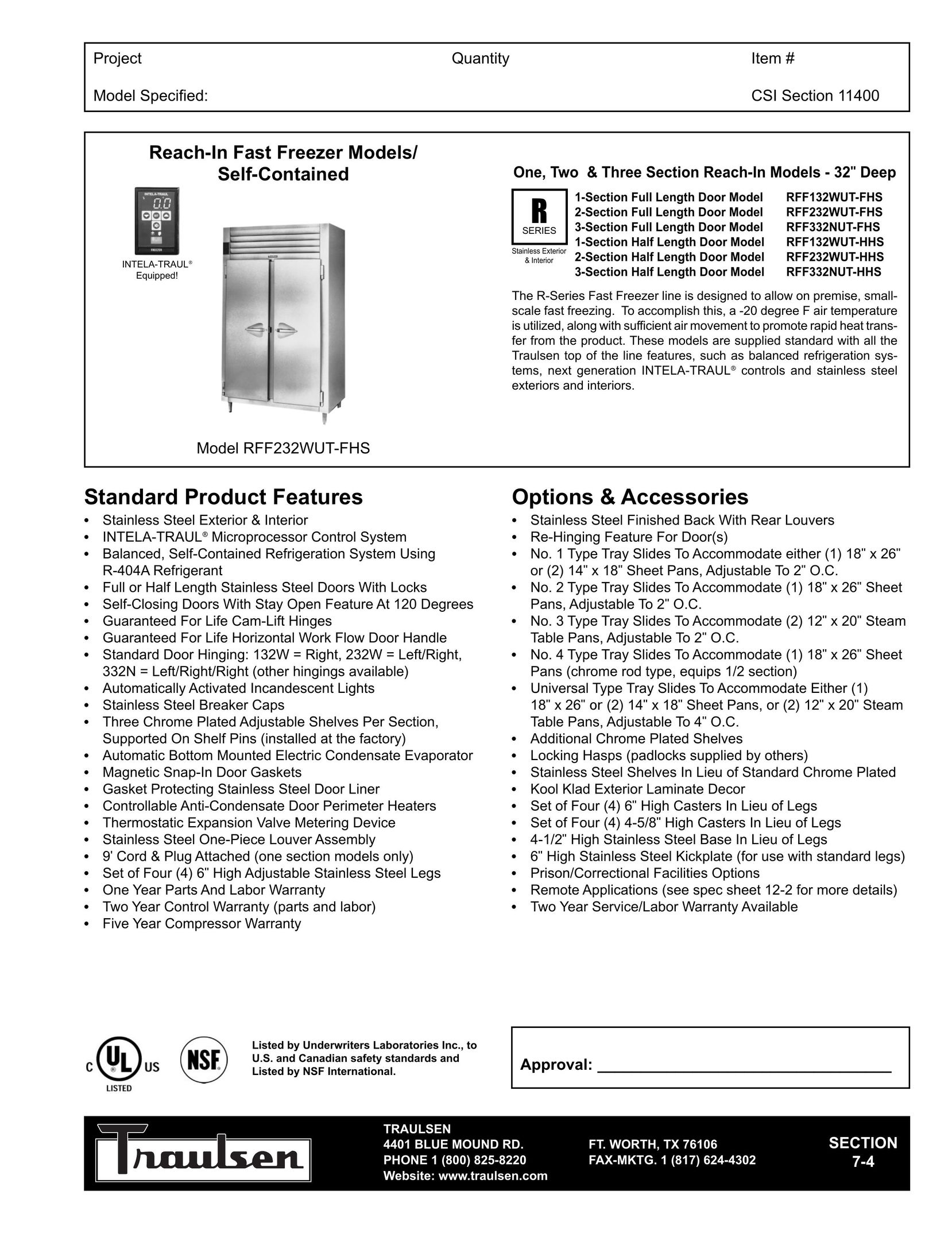 Traulsen RFF132WUT-HHS Freezer User Manual