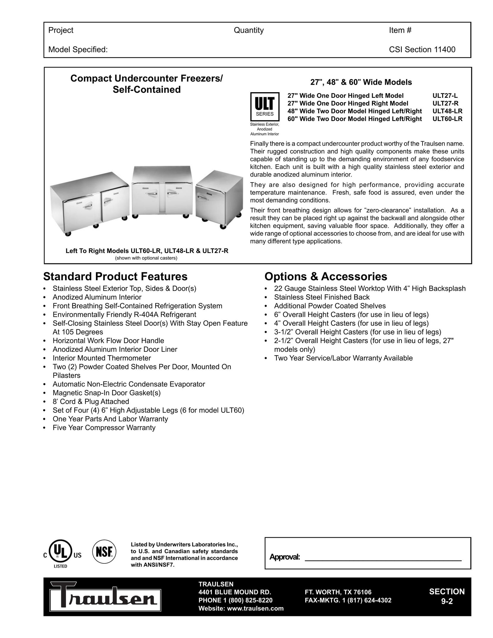 Traulsen ULT27-R Freezer User Manual