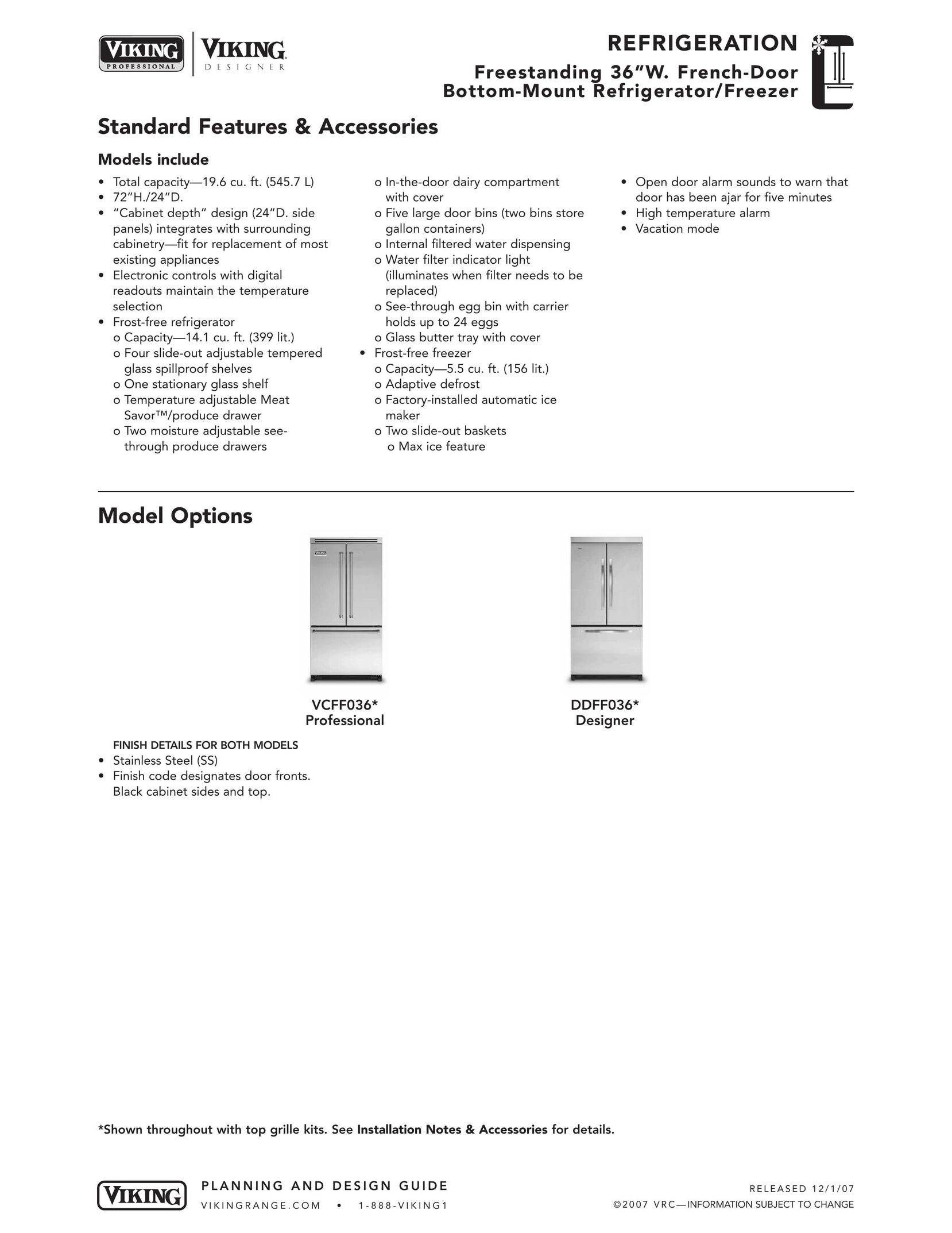 Viking BMFD Freezer User Manual