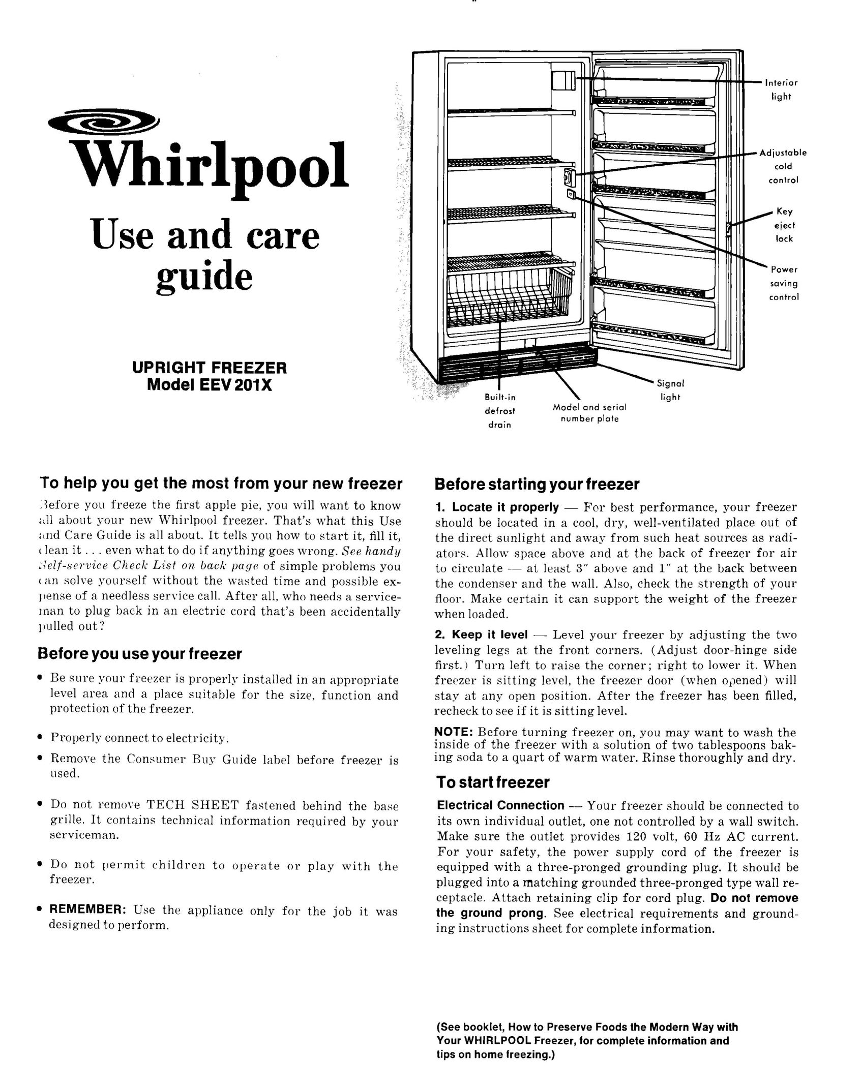 Whirlpool EEV 201 X Freezer User Manual