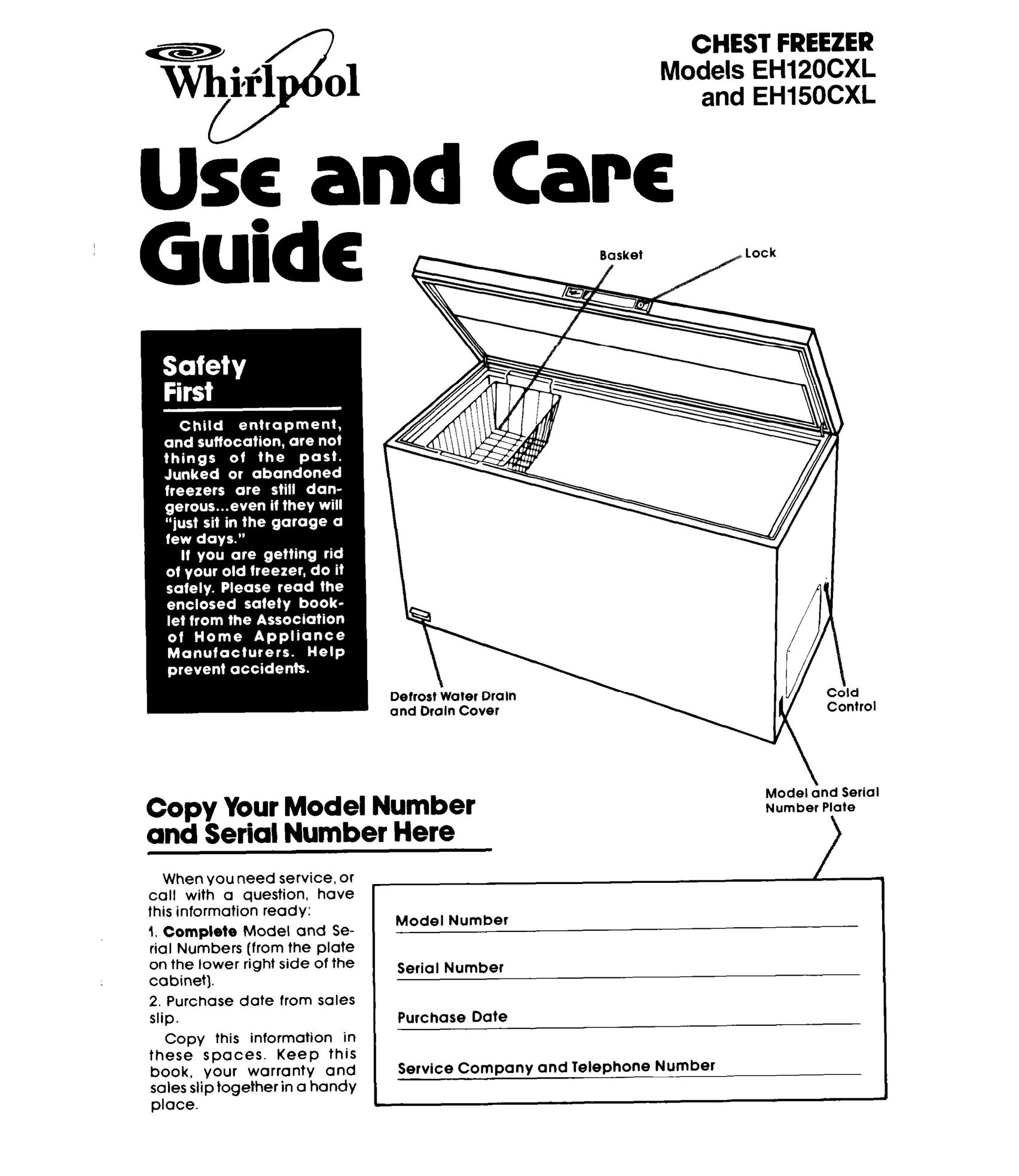 Whirlpool EH120CXL Freezer User Manual