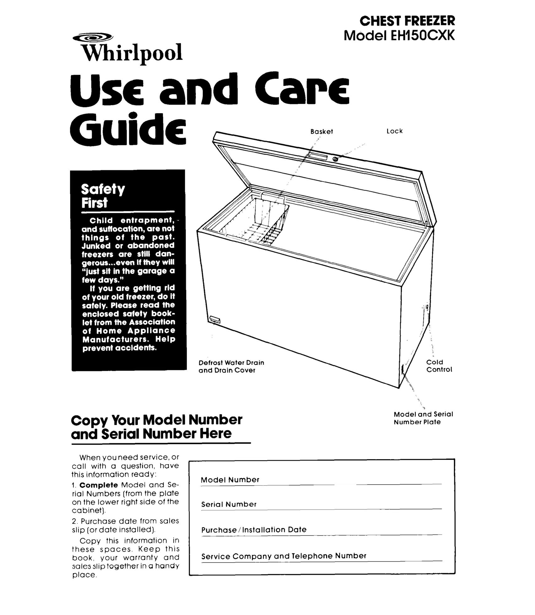 Whirlpool EH15OCXK Freezer User Manual