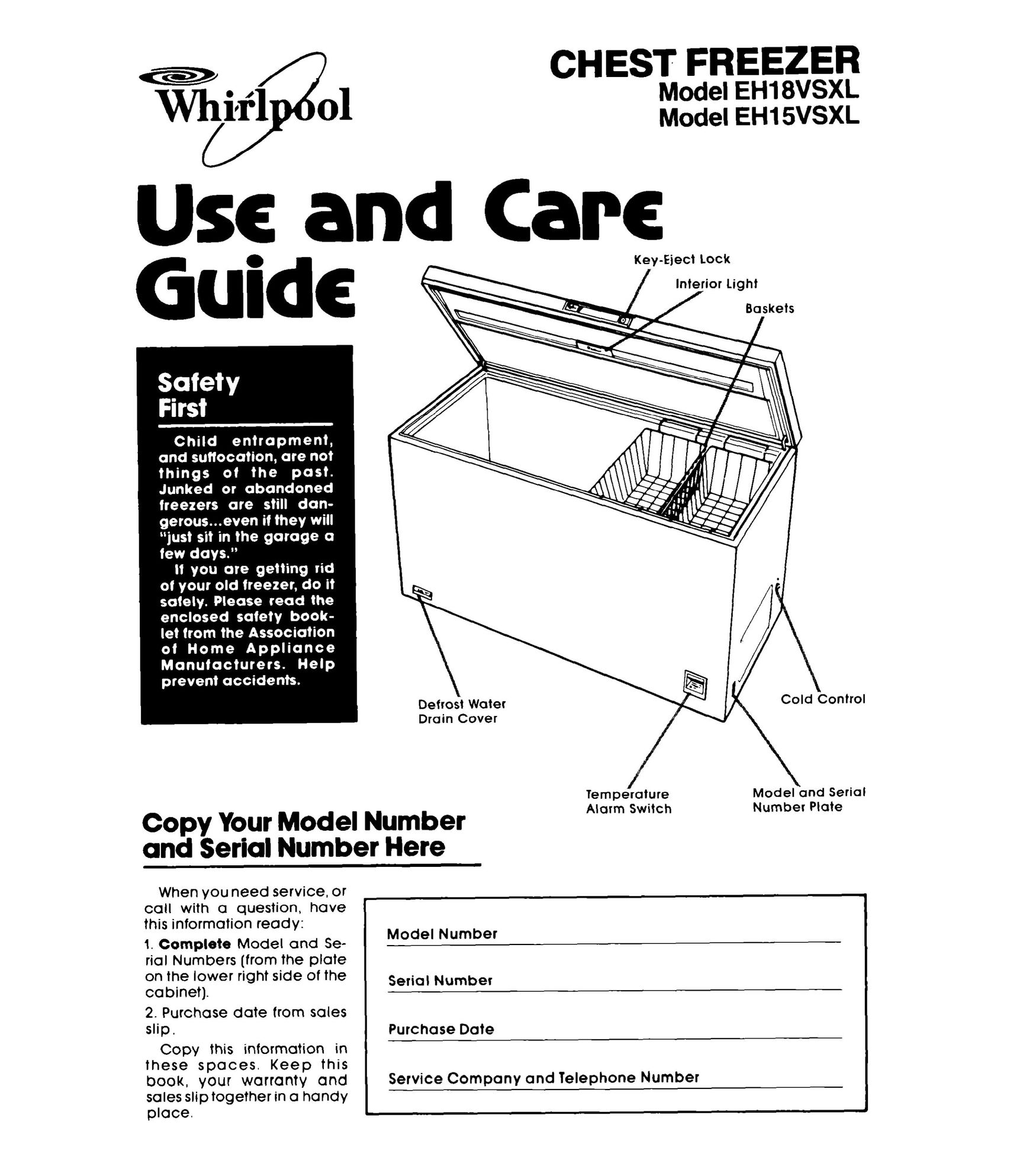 Whirlpool EH15VSXL Freezer User Manual