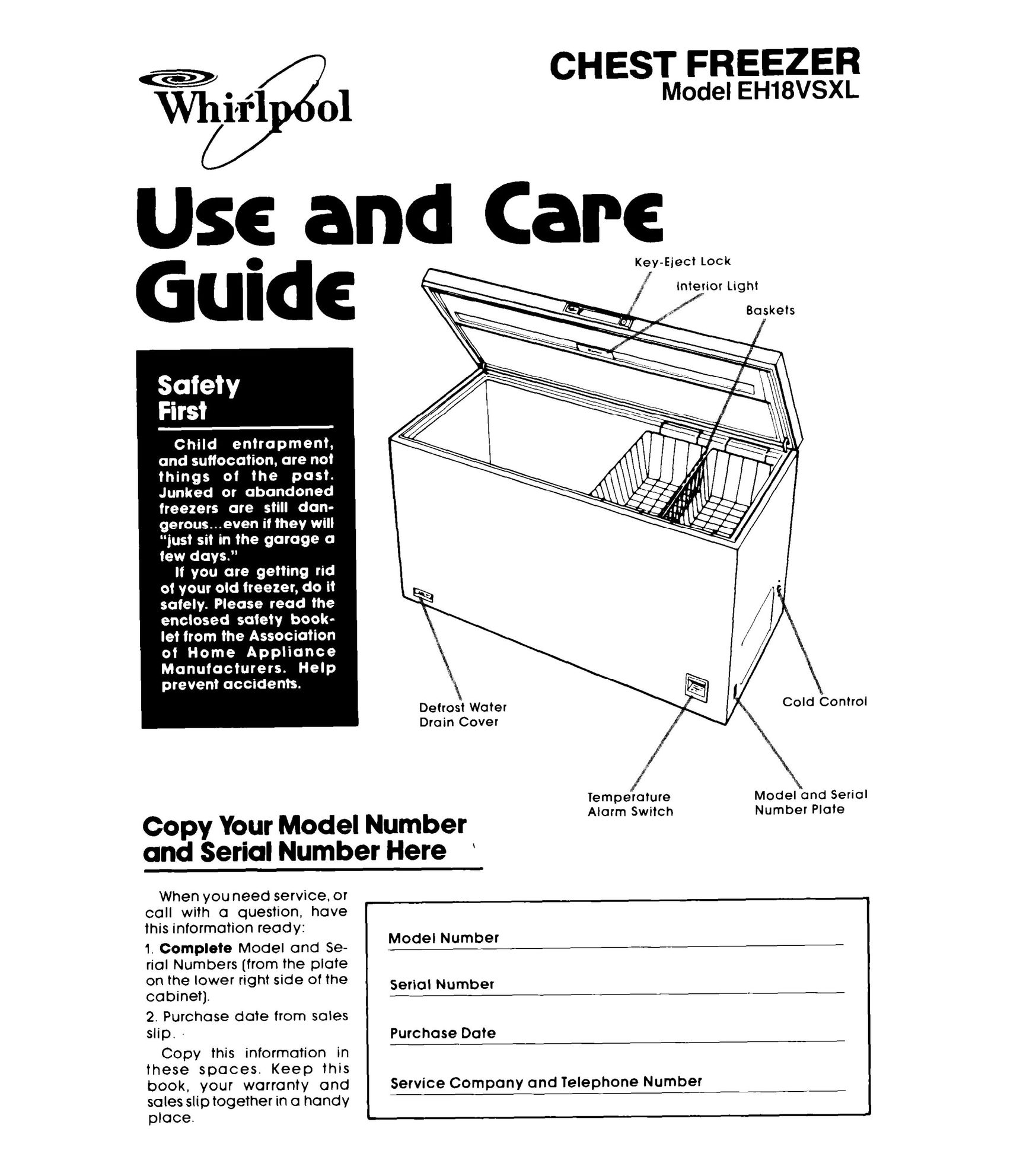 Whirlpool EH18VSXL Freezer User Manual