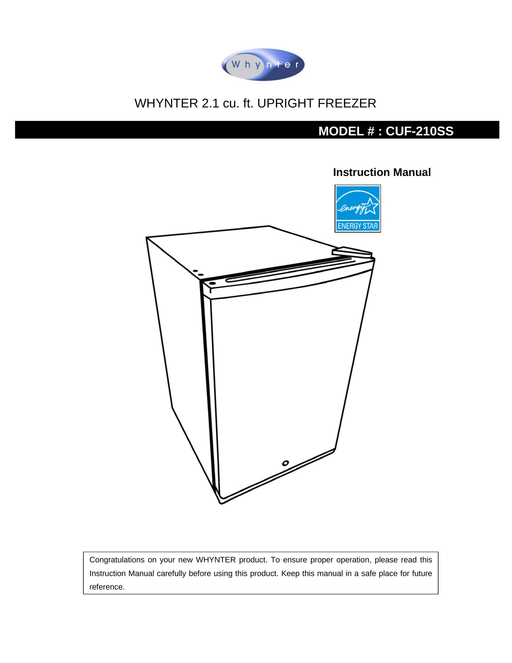 Whynter CUF-210SS Freezer User Manual