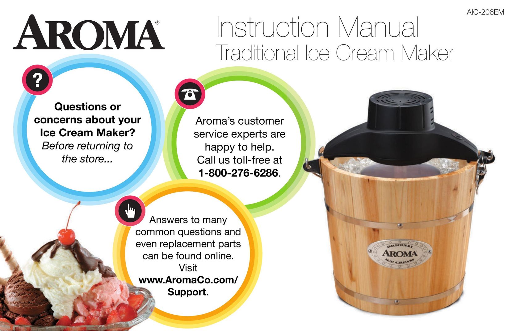 Aroma AIC-206EM Frozen Dessert Maker User Manual