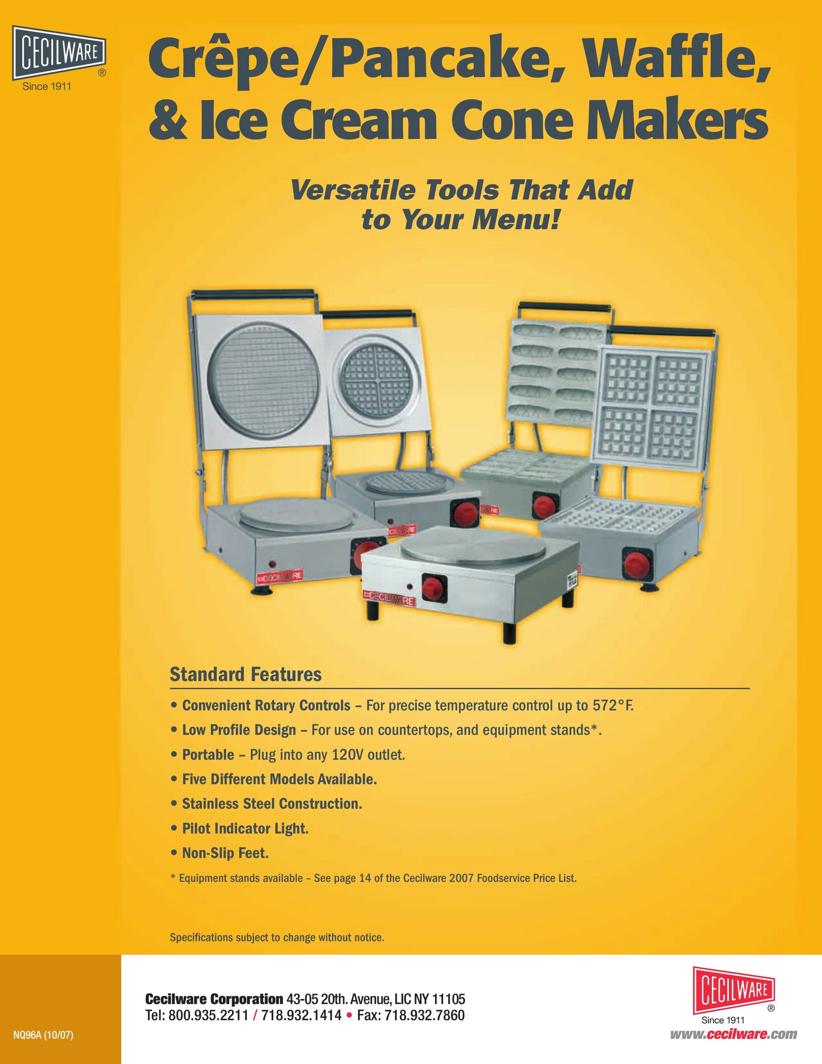 Cecilware NQ96A Frozen Dessert Maker User Manual