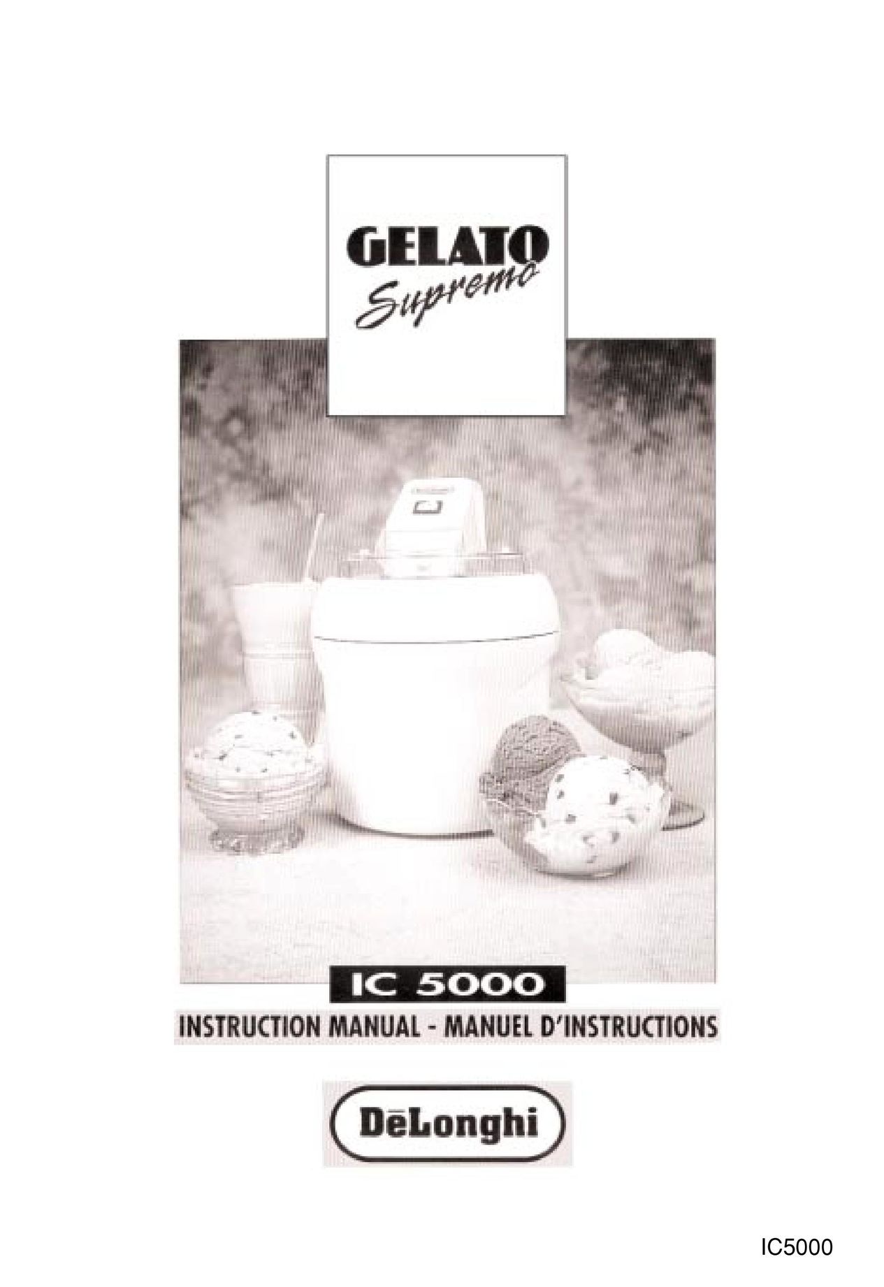 DeLonghi IC 5000 Frozen Dessert Maker User Manual
