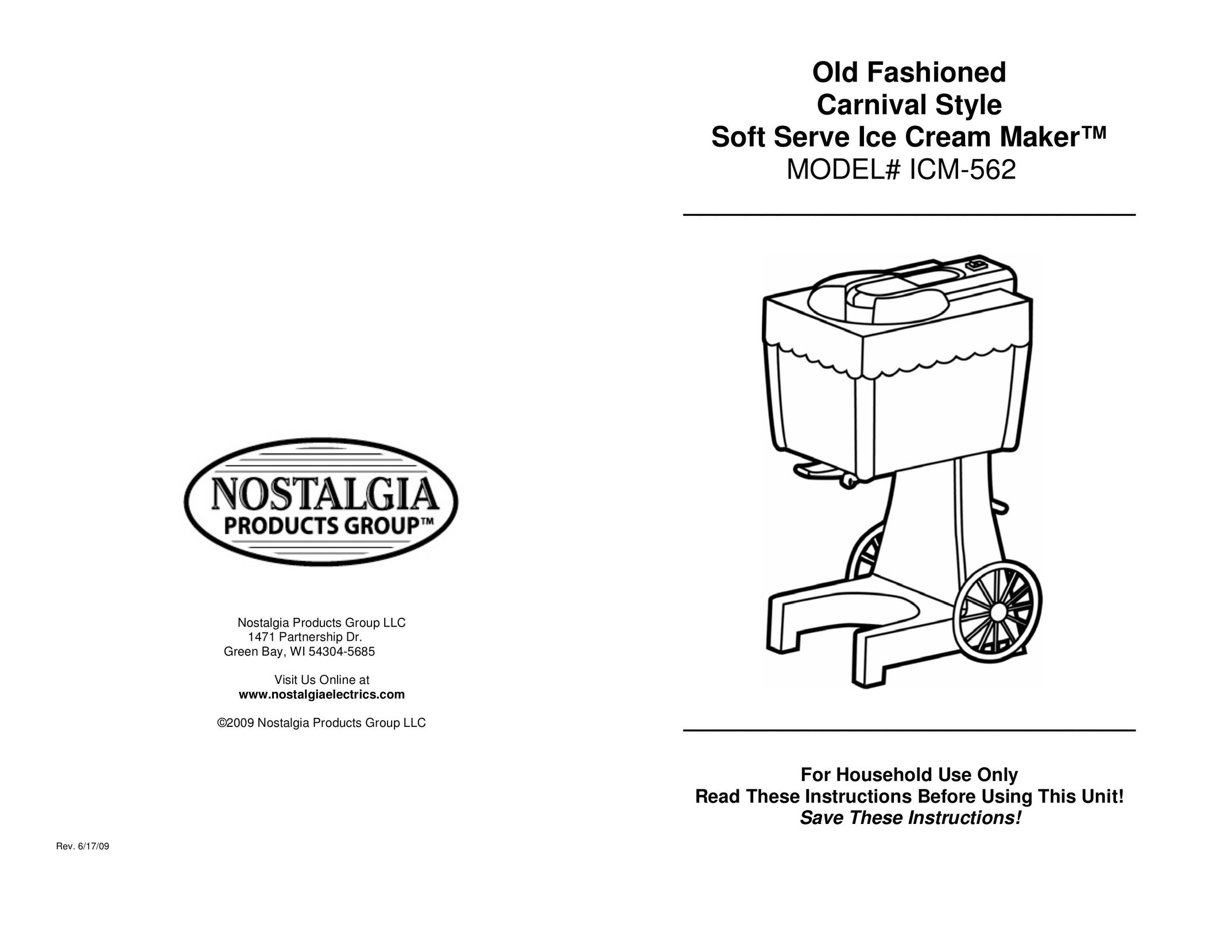 Nostalgia Electrics ICM-562 Frozen Dessert Maker User Manual