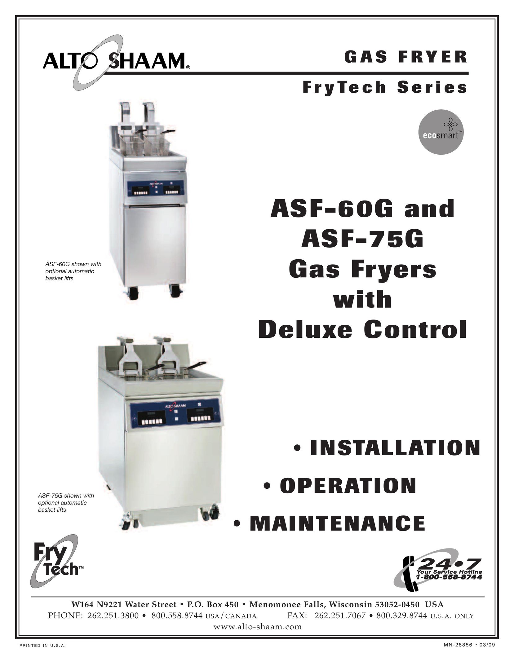 Alto-Shaam ASF-60G Fryer User Manual