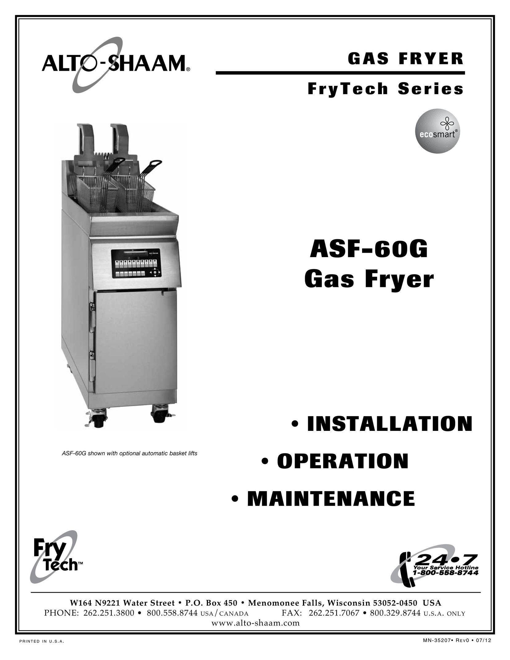 Alto-Shaam ASF-60G Fryer User Manual