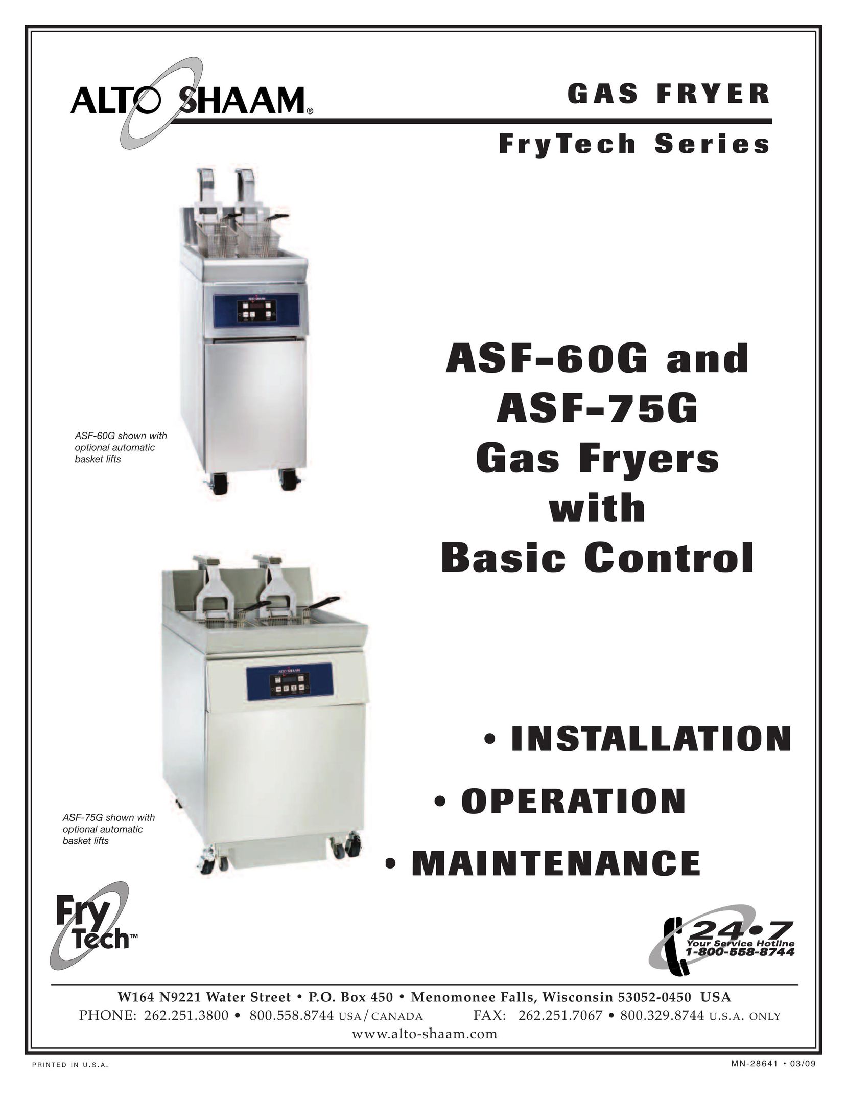Alto-Shaam FryTech Series Fryer User Manual