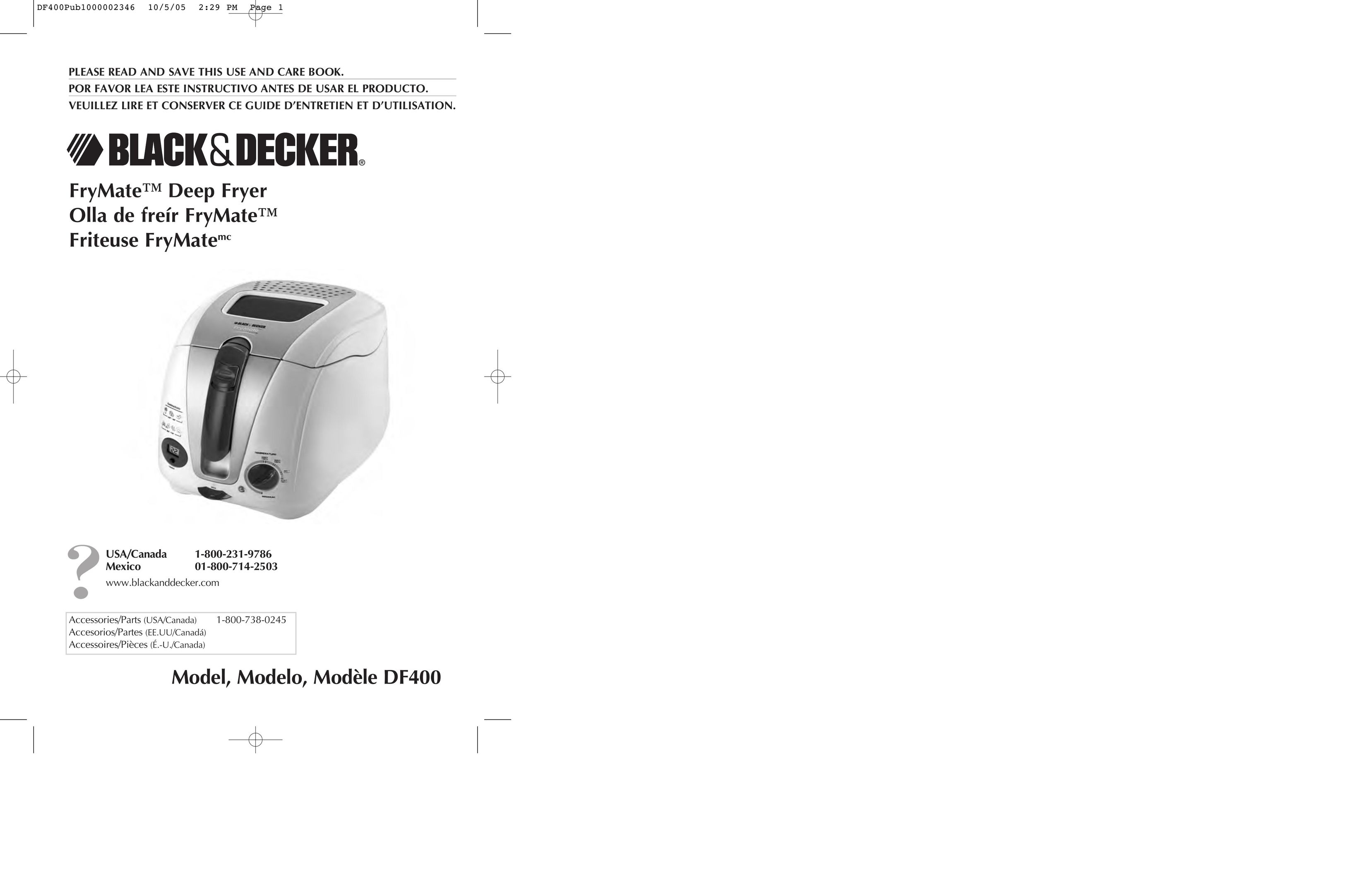 Black & Decker DF400 Fryer User Manual