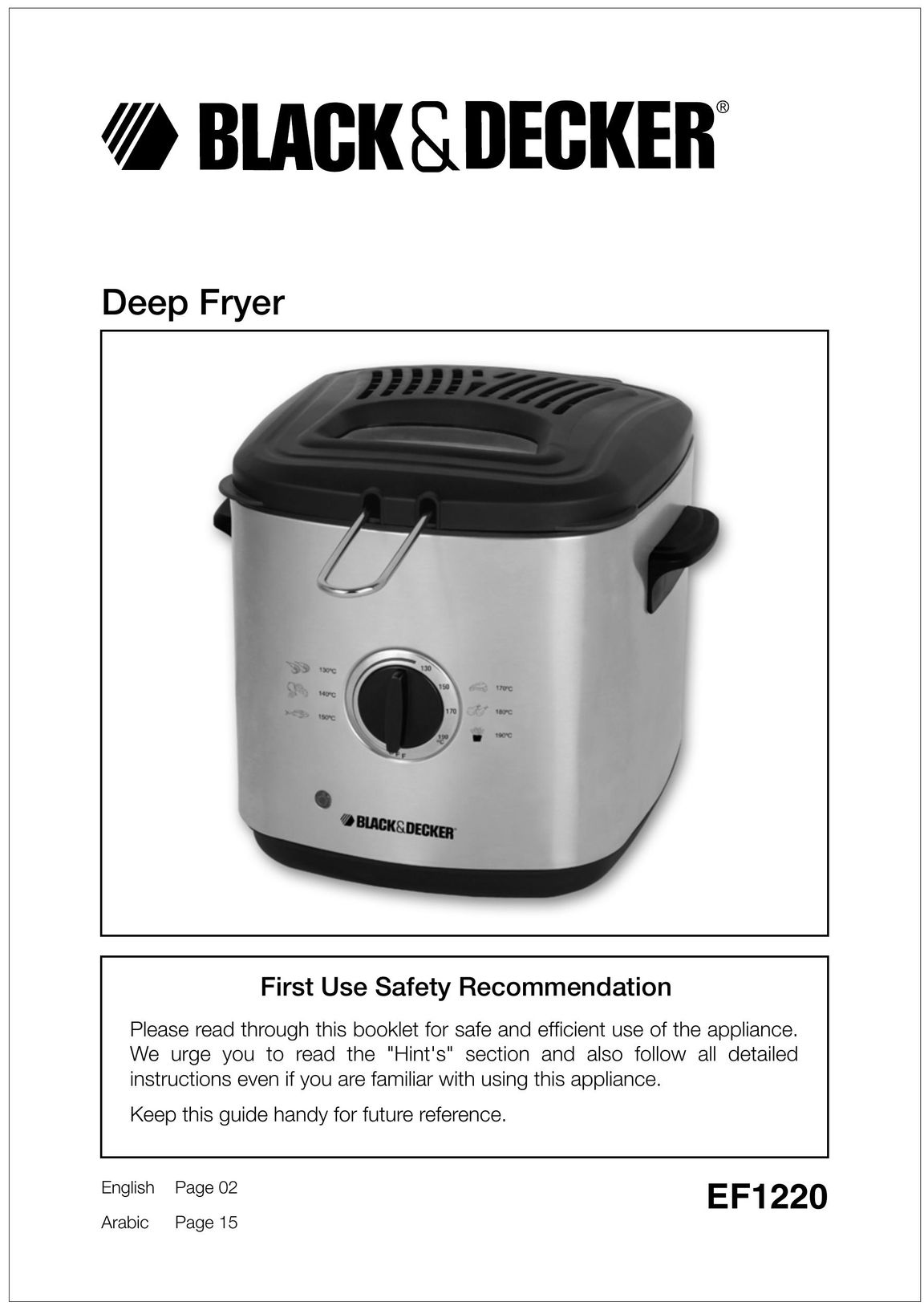 Black & Decker EF1220 Fryer User Manual