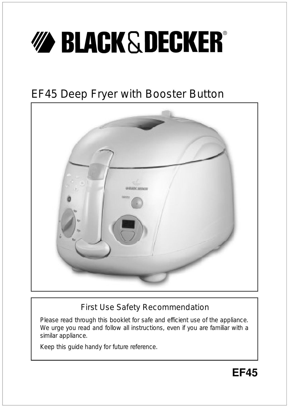 Black & Decker EF45 Fryer User Manual
