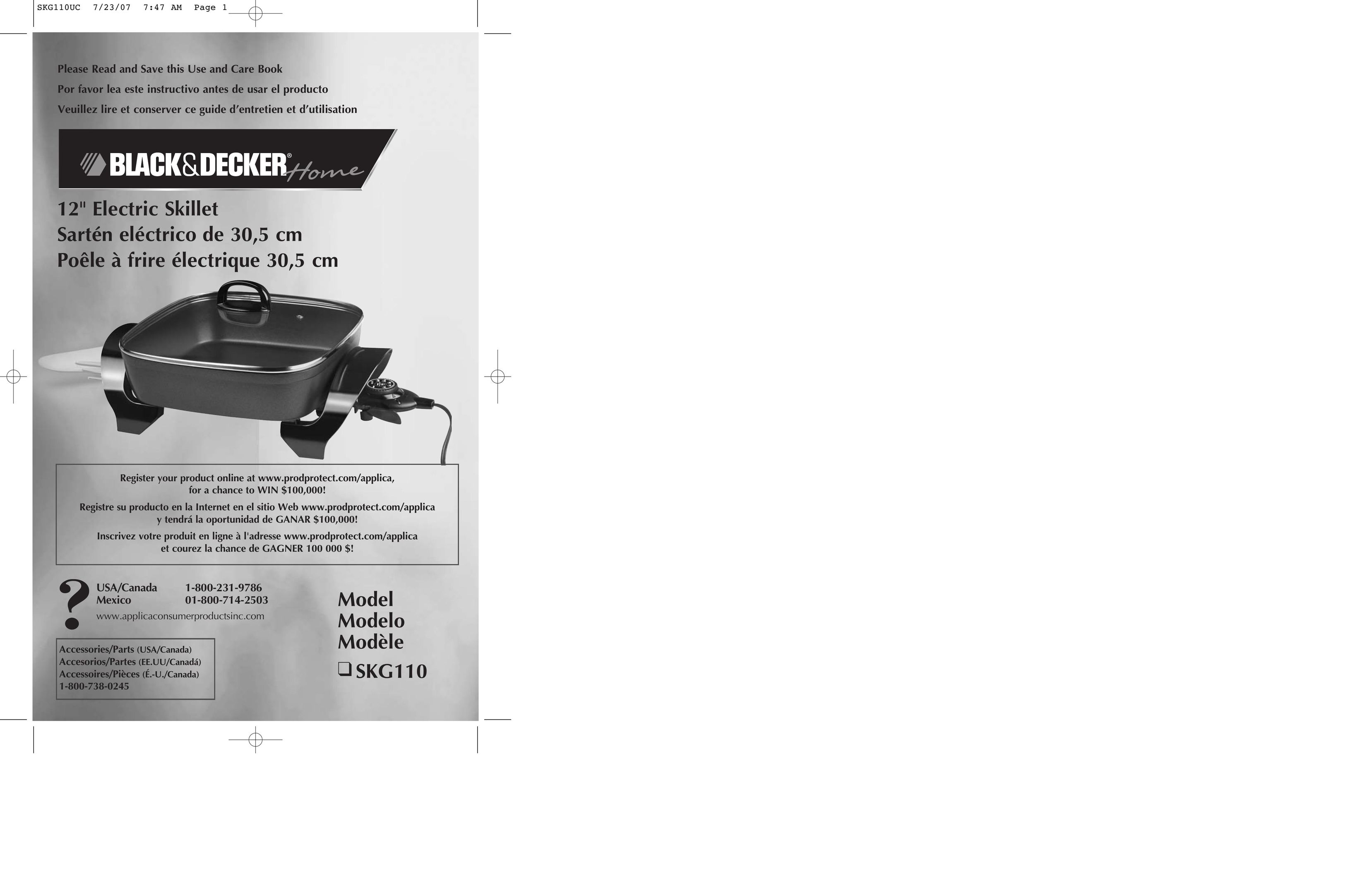 Black & Decker SKG110 Fryer User Manual