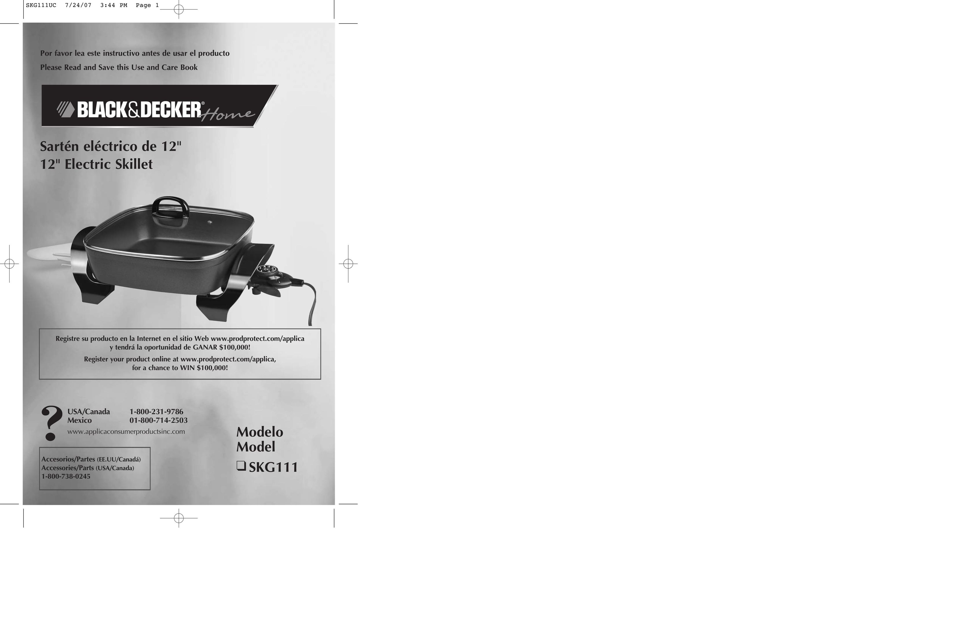 Black & Decker SKG111 Fryer User Manual
