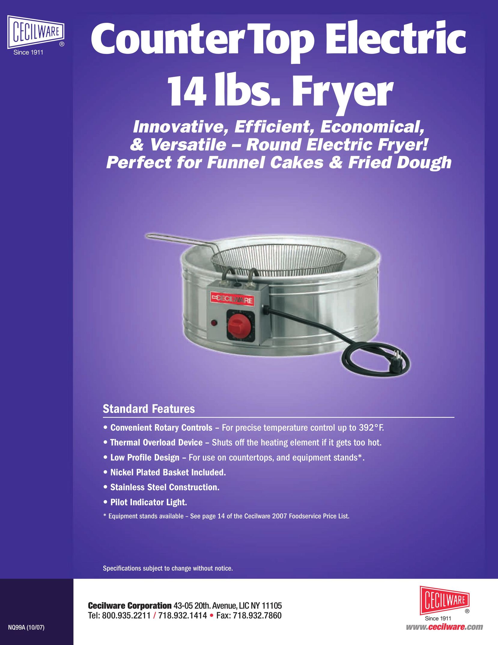 Cecilware NQ99A Fryer User Manual