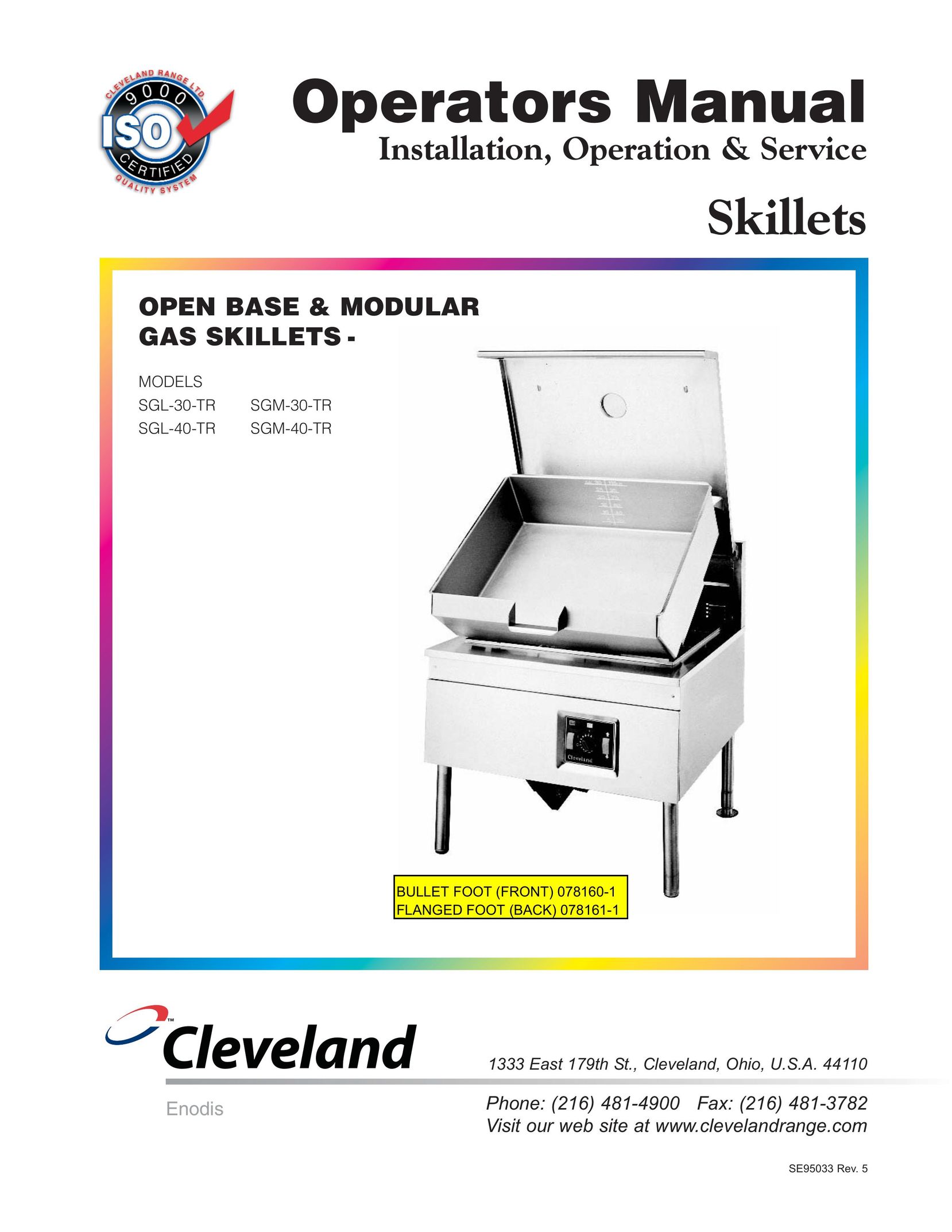 Cleveland Range SGL-30-TR Fryer User Manual