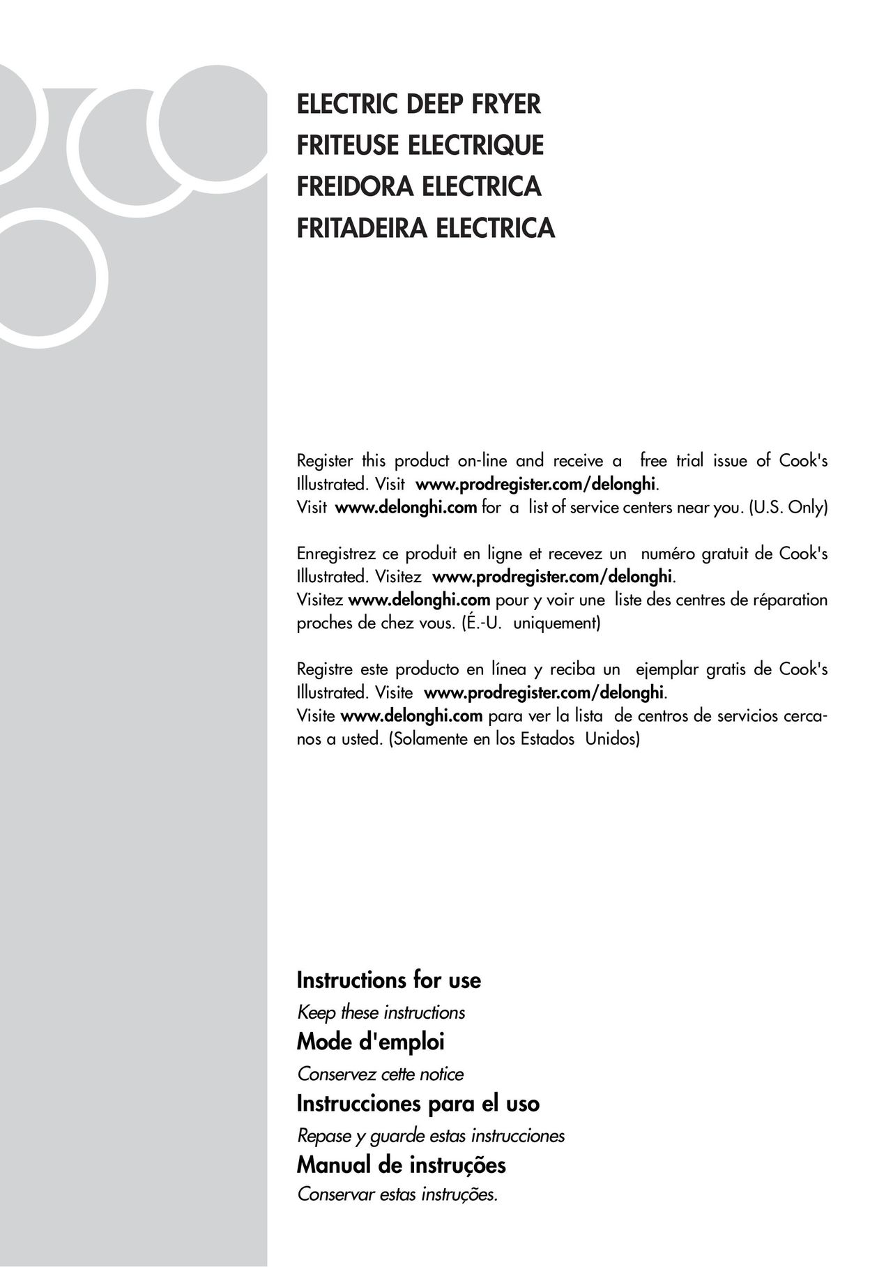 DeLonghi D895UX Fryer User Manual