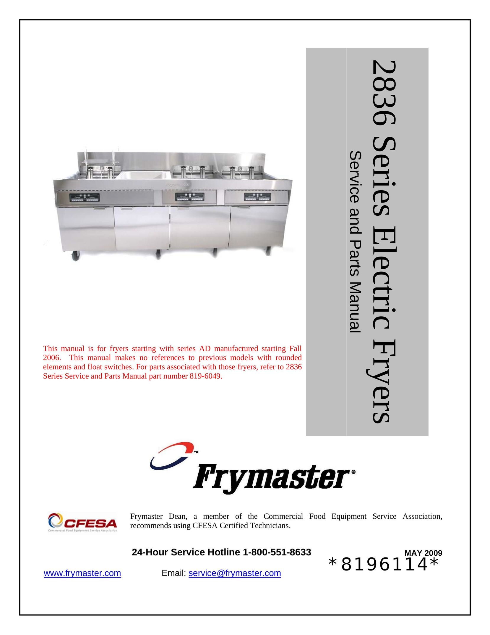 Frymaster 2836 Fryer User Manual