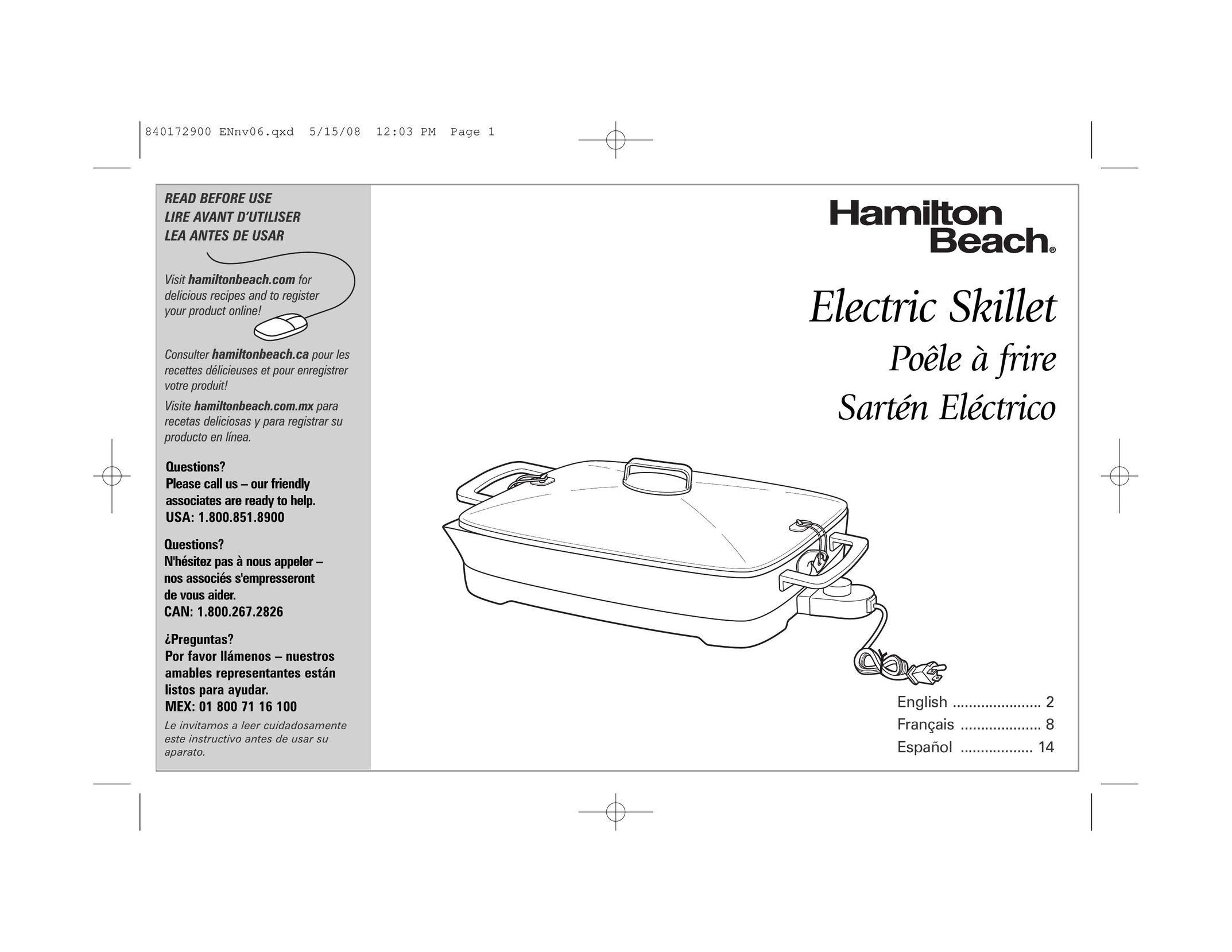 Hamilton Beach 38540 Fryer User Manual