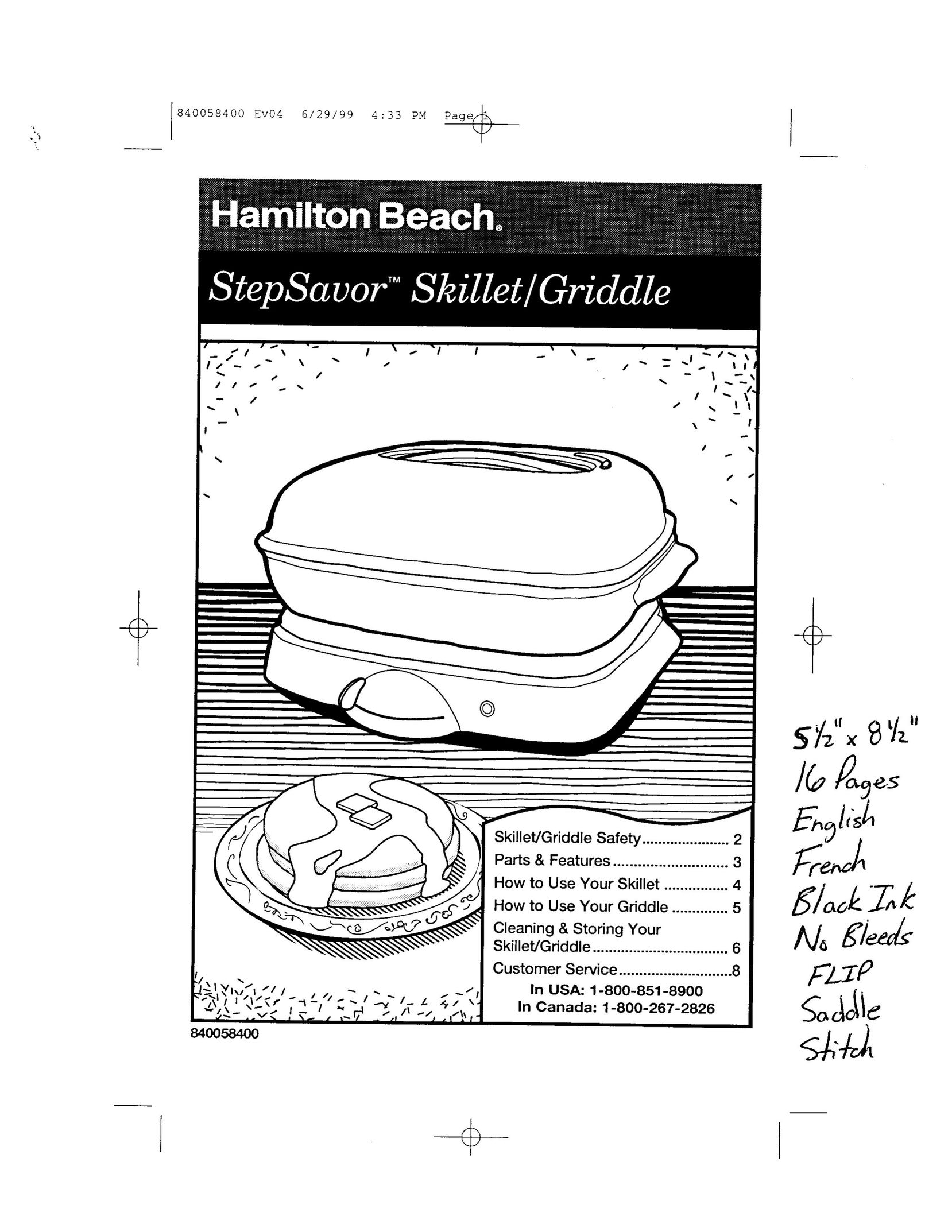 Hamilton Beach Elecrric Skillet Fryer User Manual