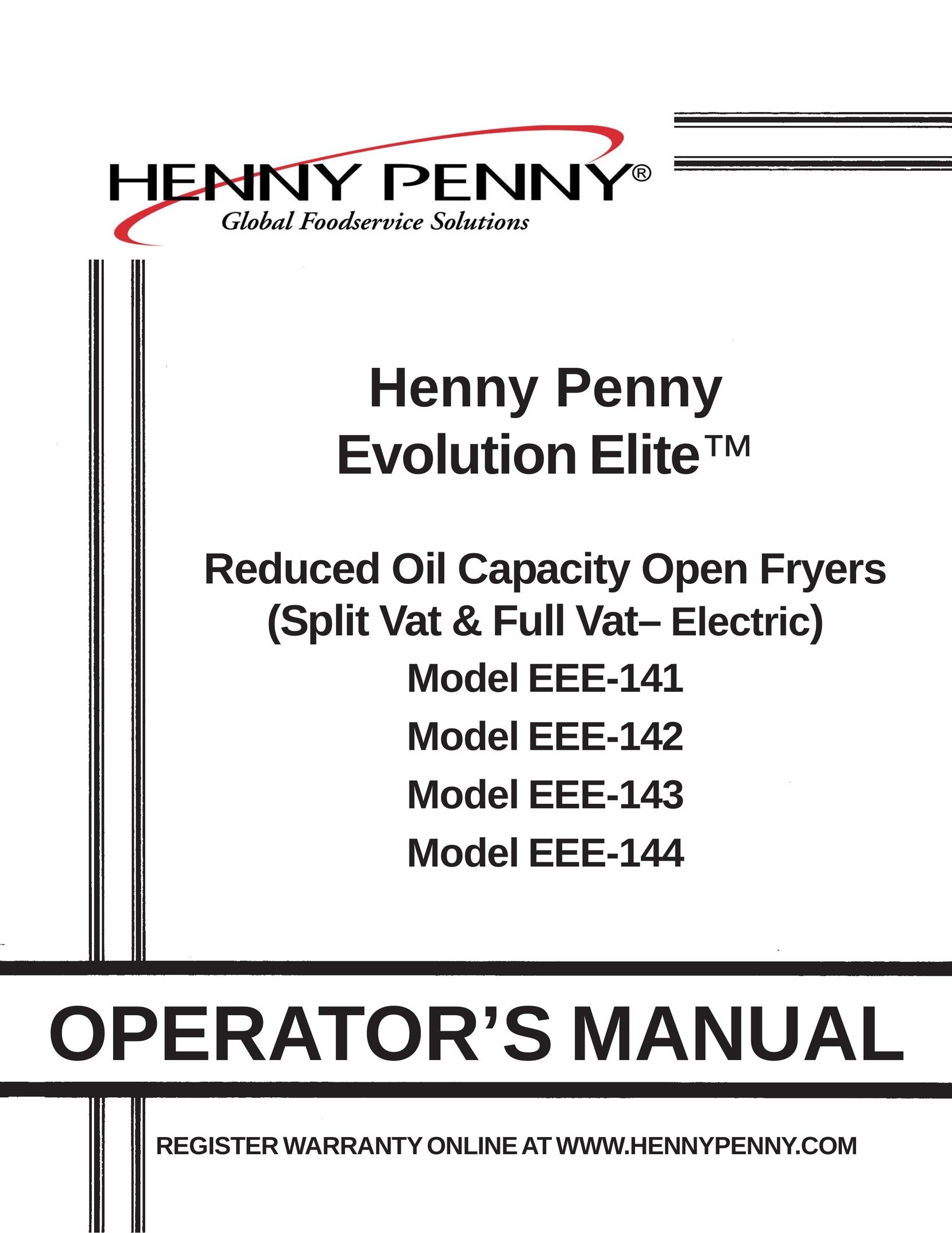 Henny Penny EEE-141 Fryer User Manual
