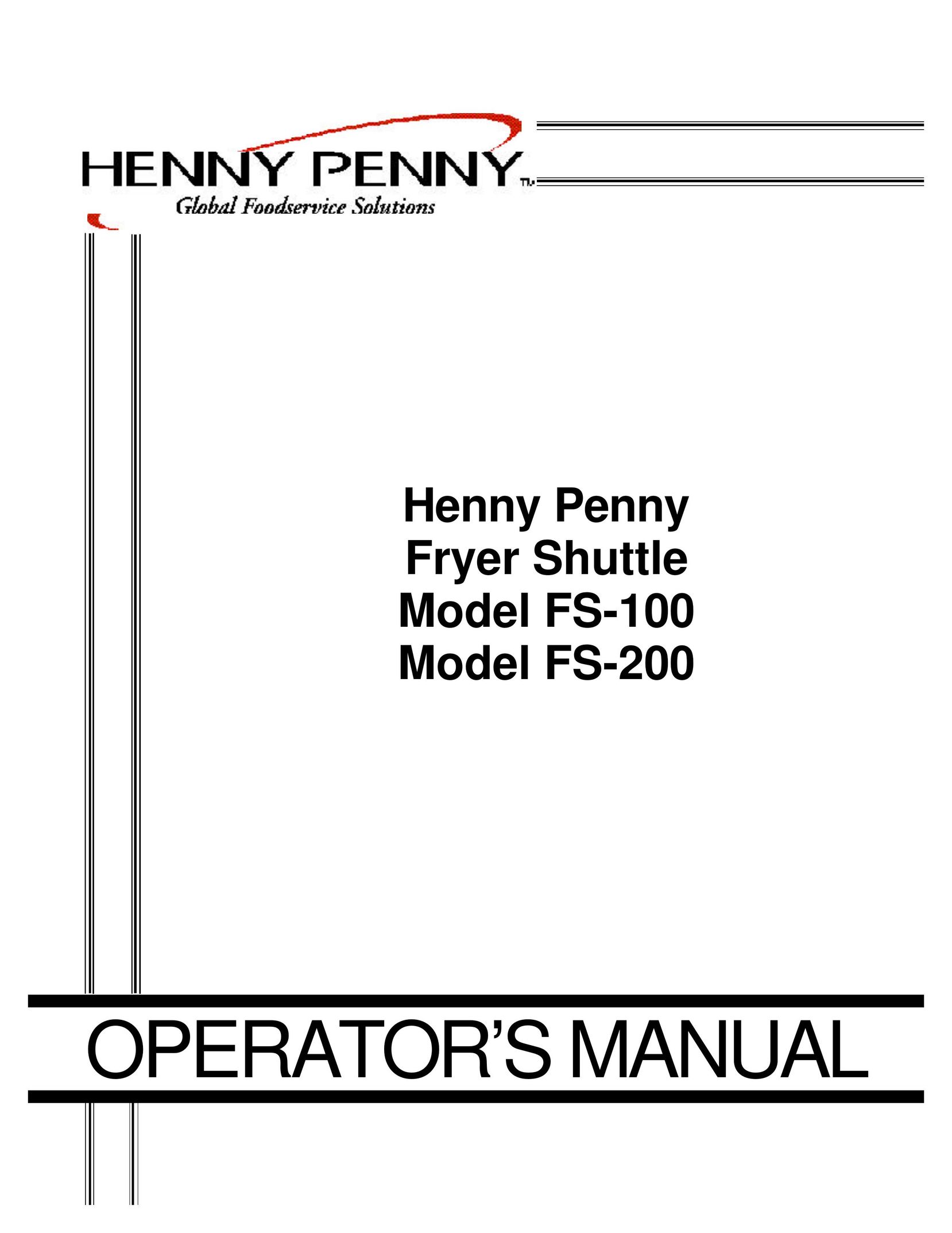 Henny Penny FS-100 Fryer User Manual