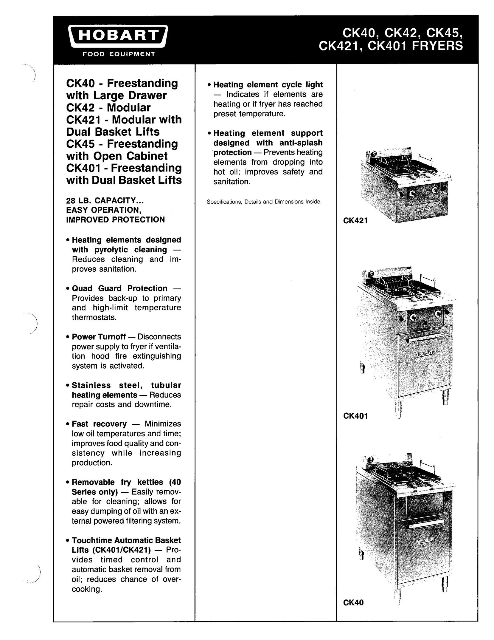 Hobart CK40 Fryer User Manual